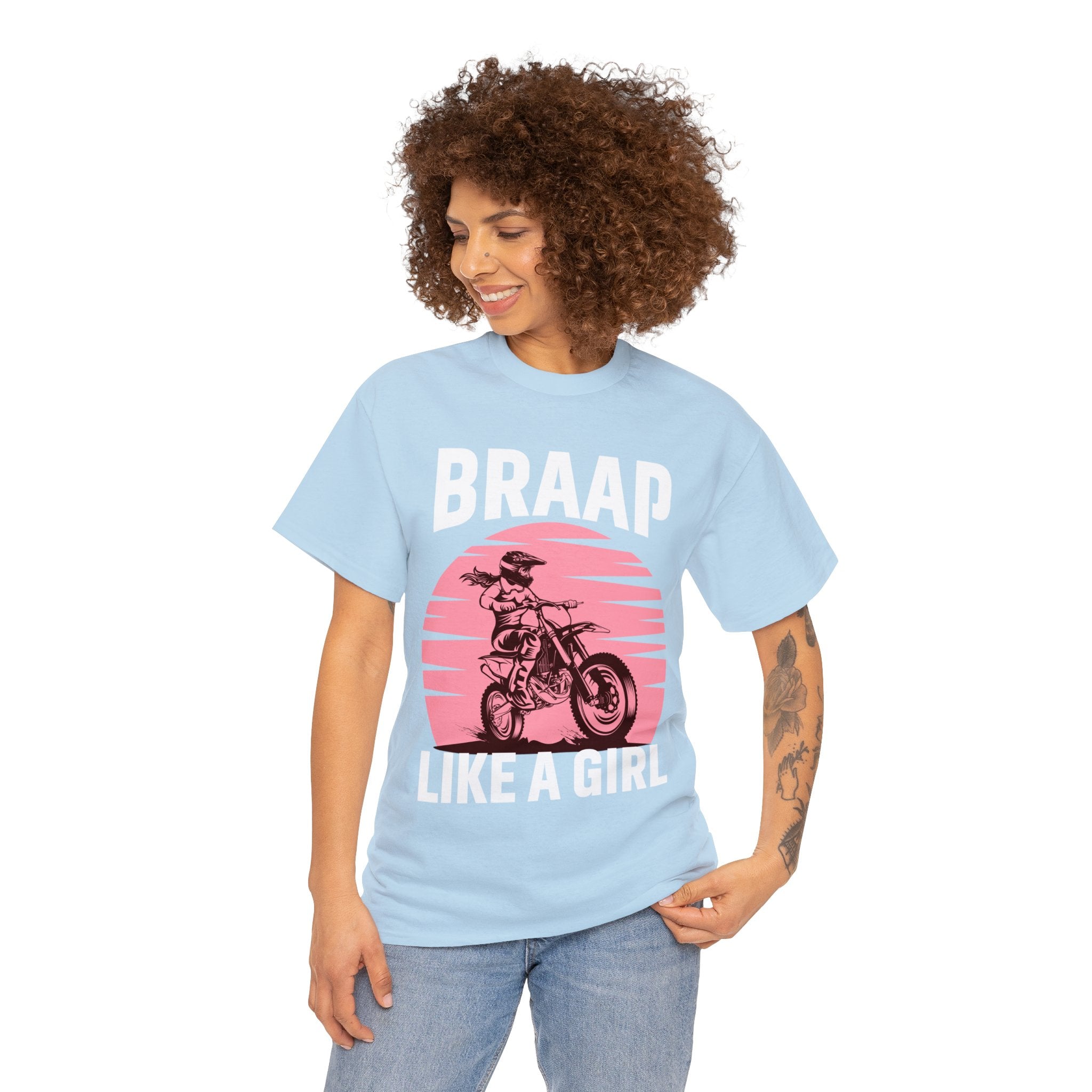 Funny Womens Dirt Bike Night Week Motorcycle Motocross Supercross T-Shirt Braap like a girl