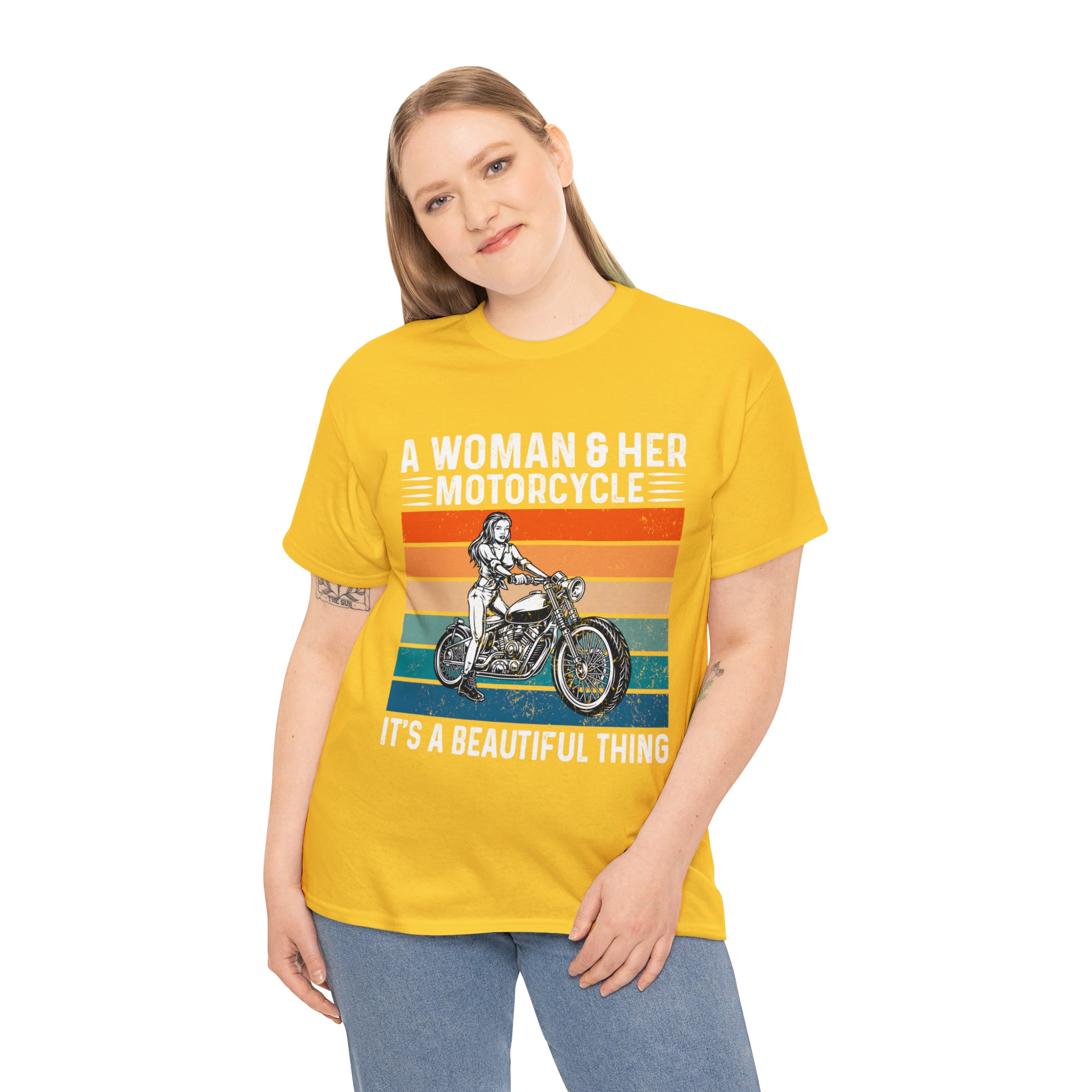 Funny Biker Chick Bike Night Week Motorcycle Casual Streetwear T-shirt a Woman and her Bike its a Beautiful Thing