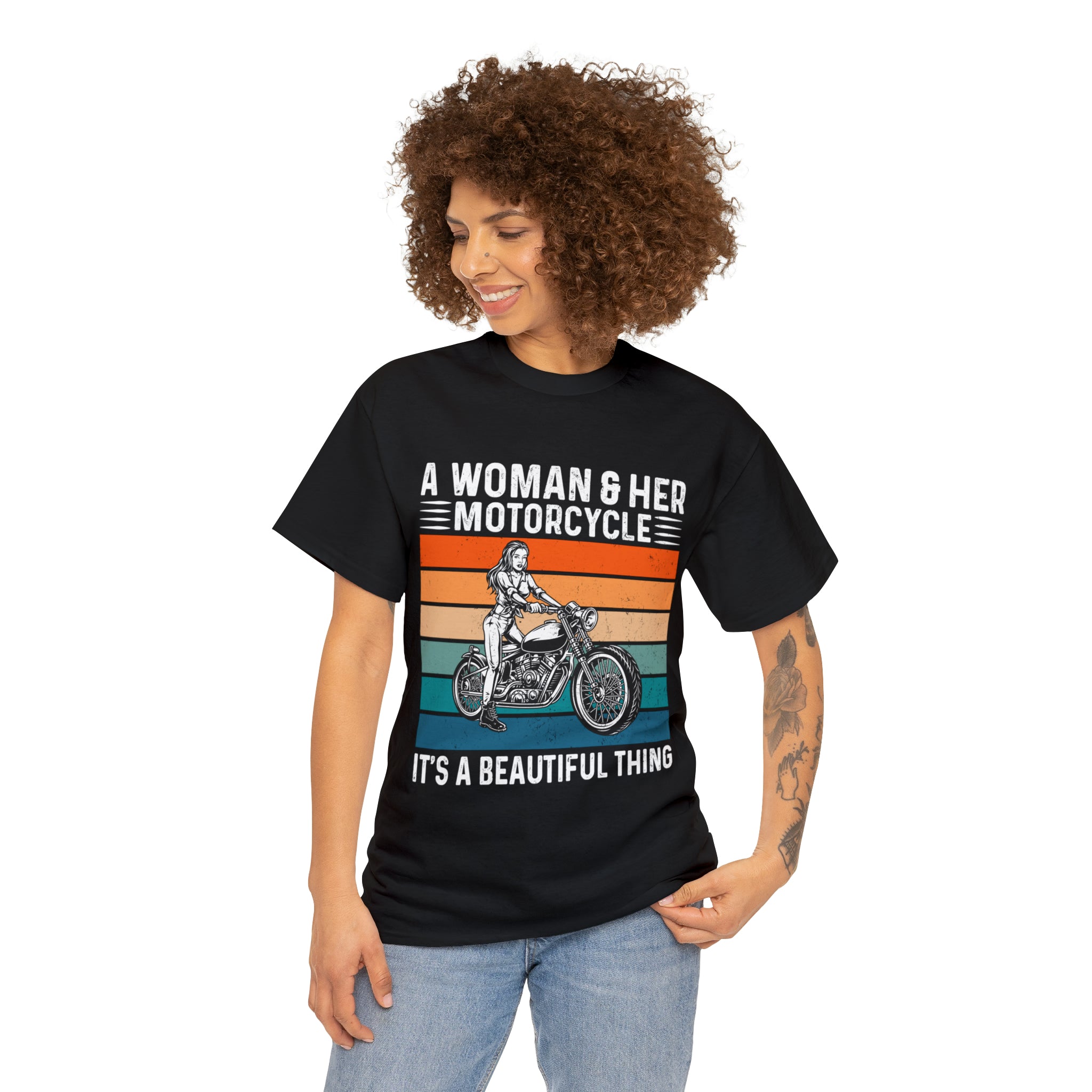 Funny Biker Chick Bike Night Week Motorcycle Casual Streetwear T-shirt a Woman and her Bike its a Beautiful Thing