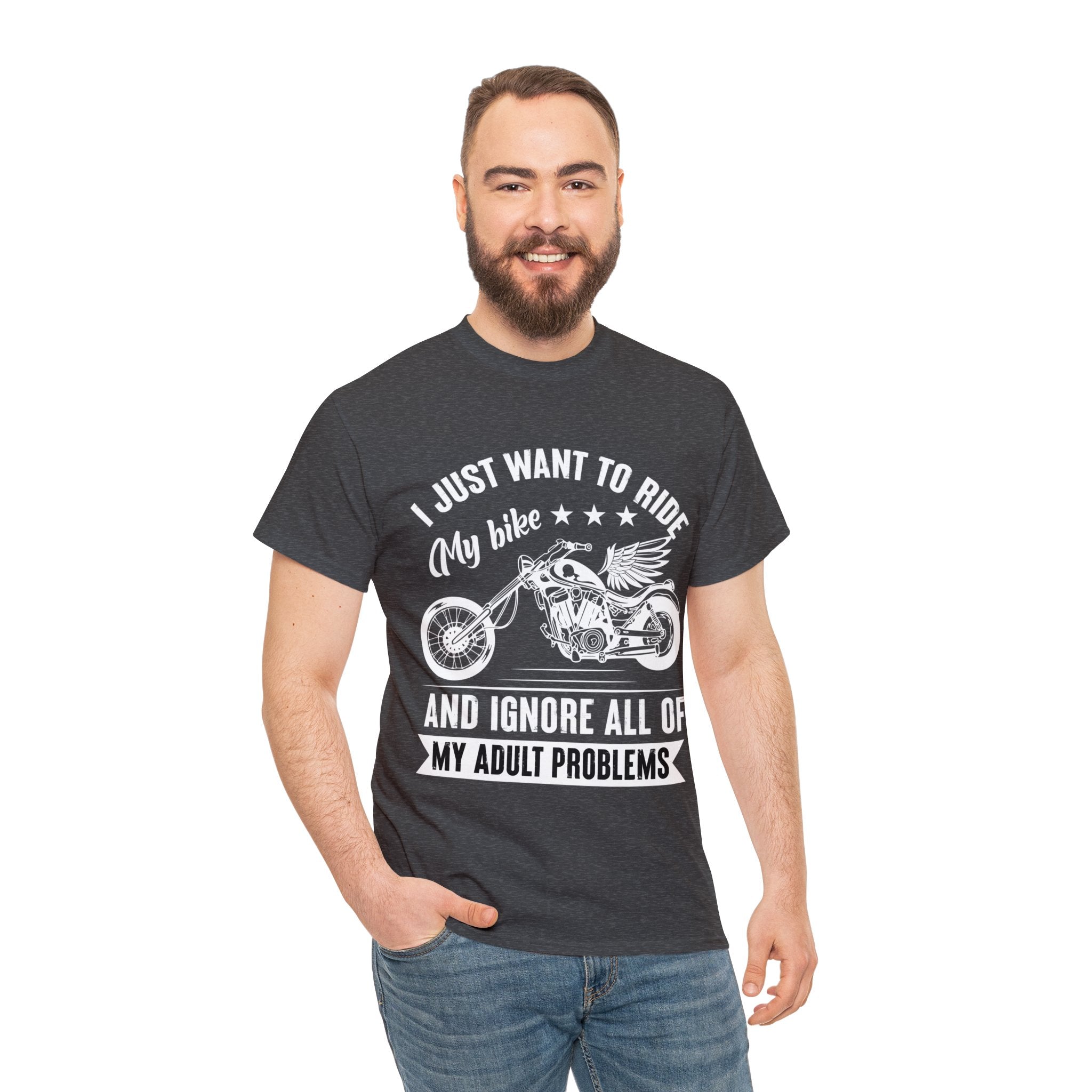 Mens Womens Funny Biker Motorcycle Bike Week Night T-Shirt I just want to ride my motorcycle and forget all my adult responsibilities