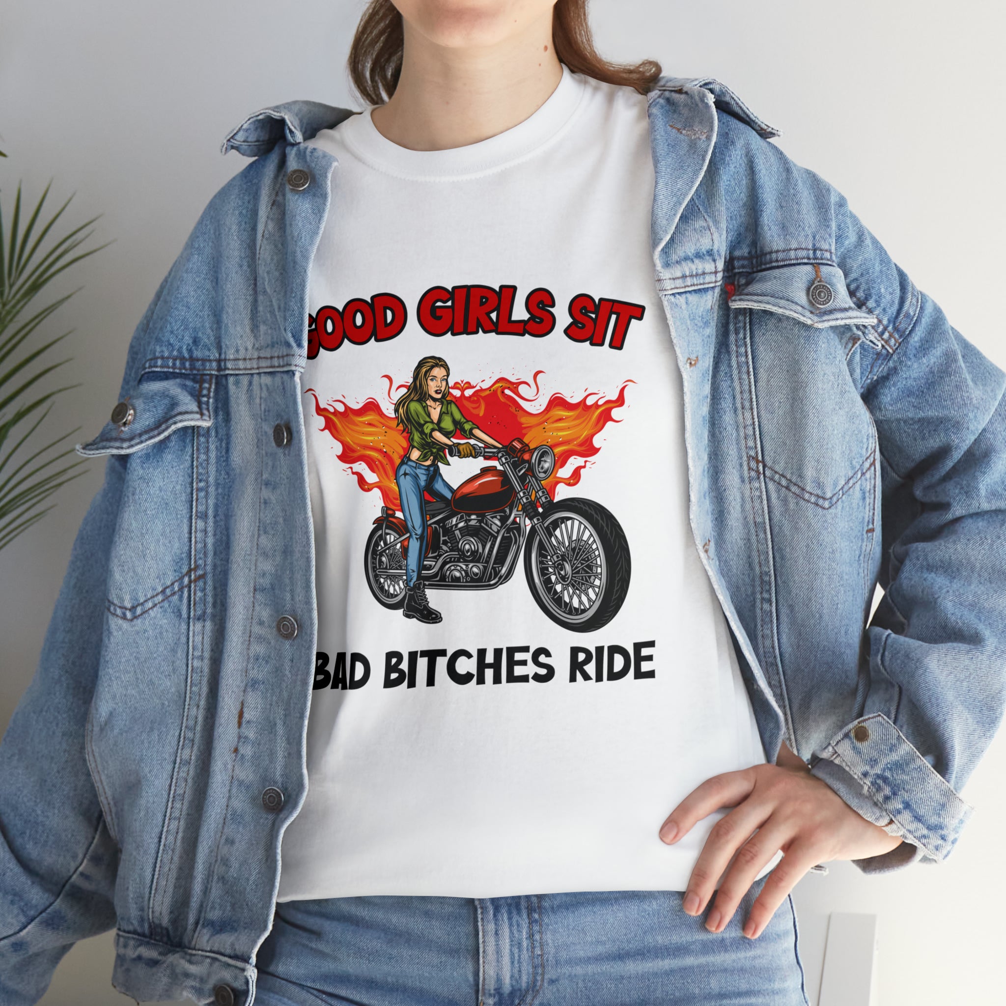 Women Motorcycle Street Wear T-Shirt Good Girls Sit Bad Bitches Ride Bike Week