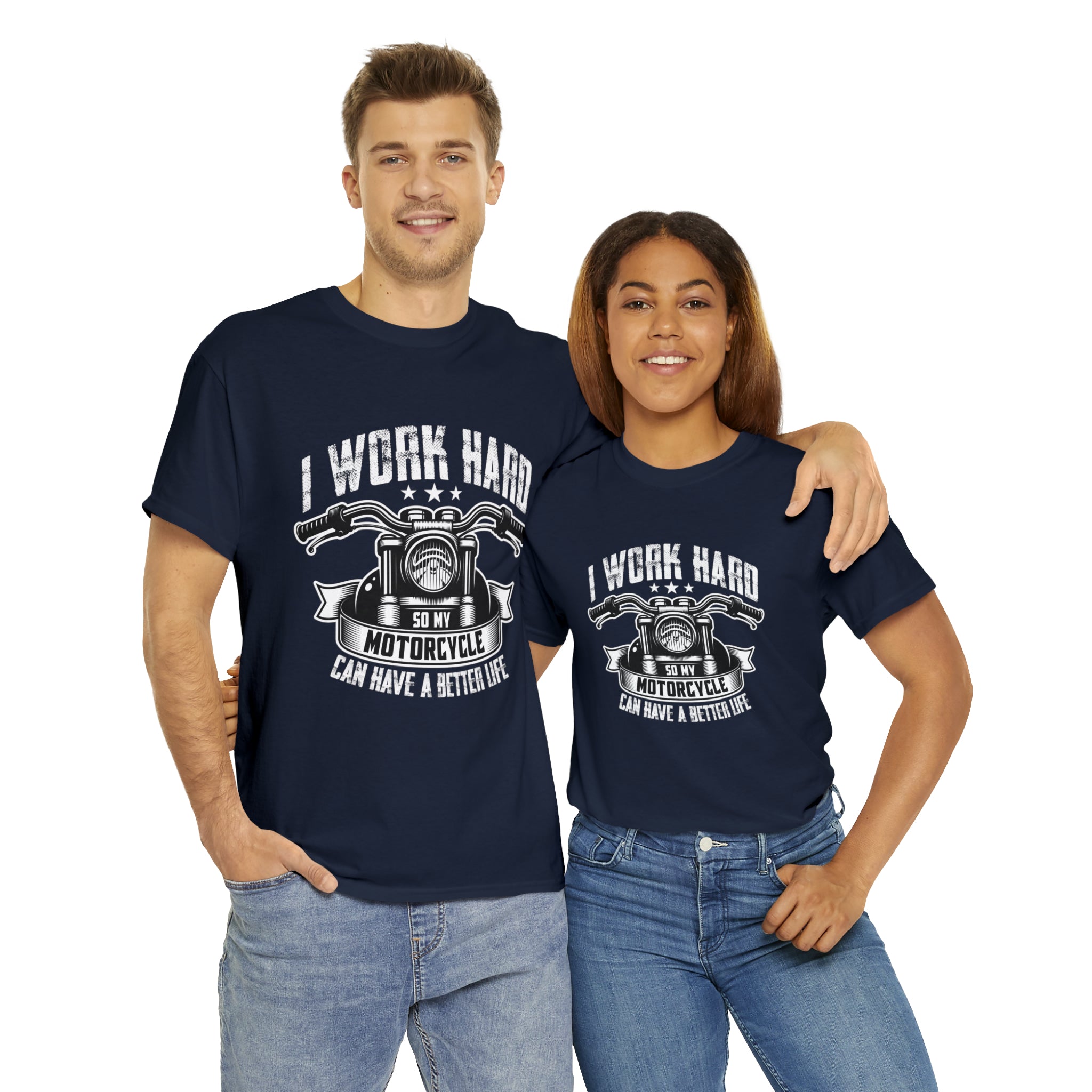 Men's Women's Unisex Funny Biker Motorcycle Bike Night Week Casual T-shirt I work so My Bike Can Have a Better Life