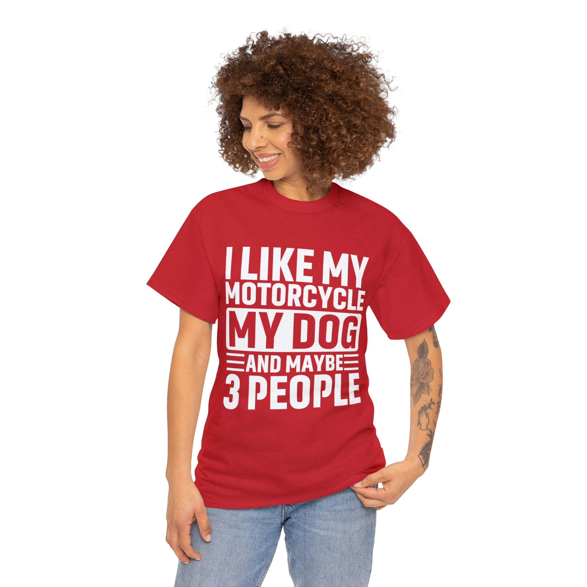 Funny Mens Womens Motorcycle Biker Bike Week Night T-Shirt I like my Motorcycle My Dog And Maybe 3 people