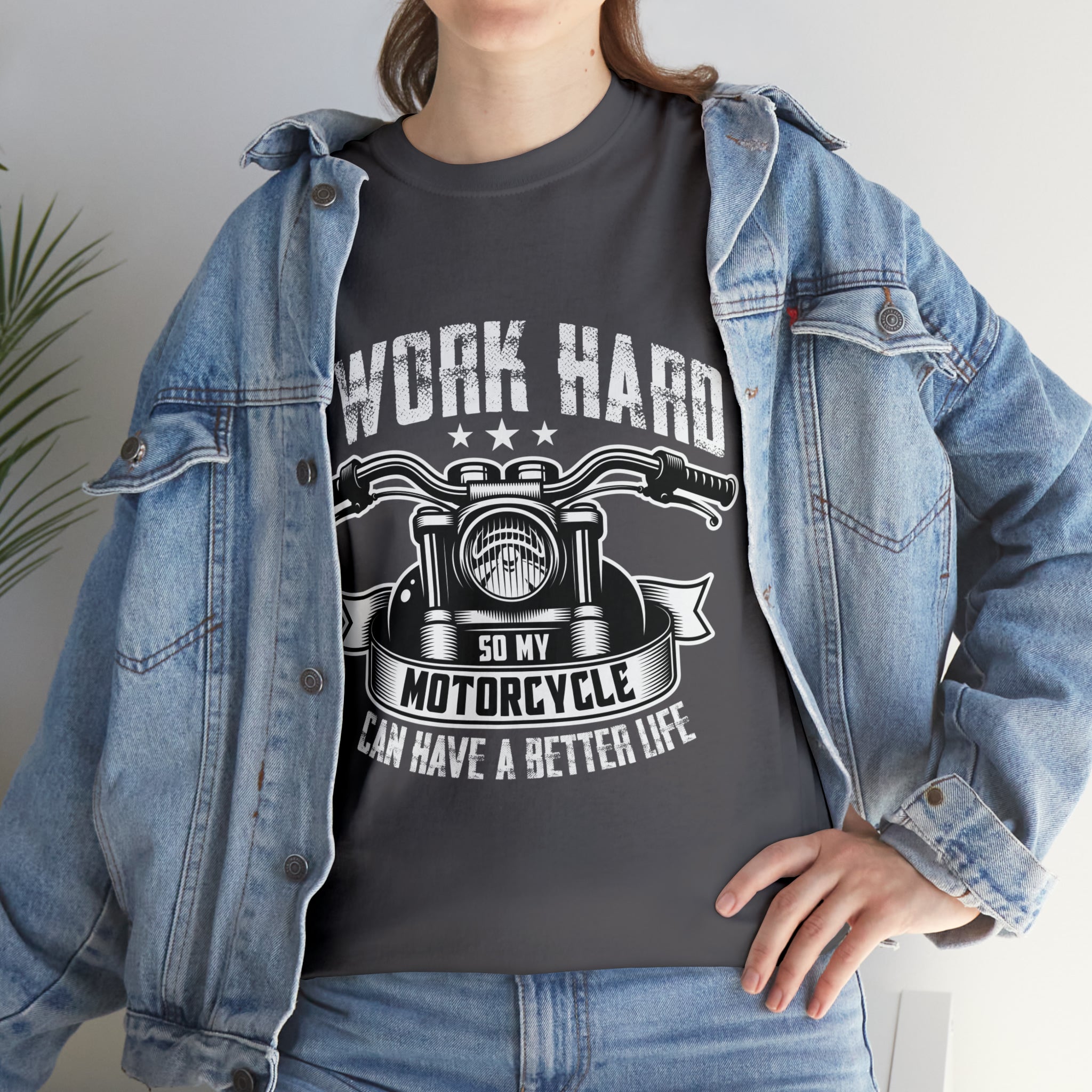 Men's Women's Unisex Funny Biker Motorcycle Bike Night Week Casual T-shirt I work so My Bike Can Have a Better Life