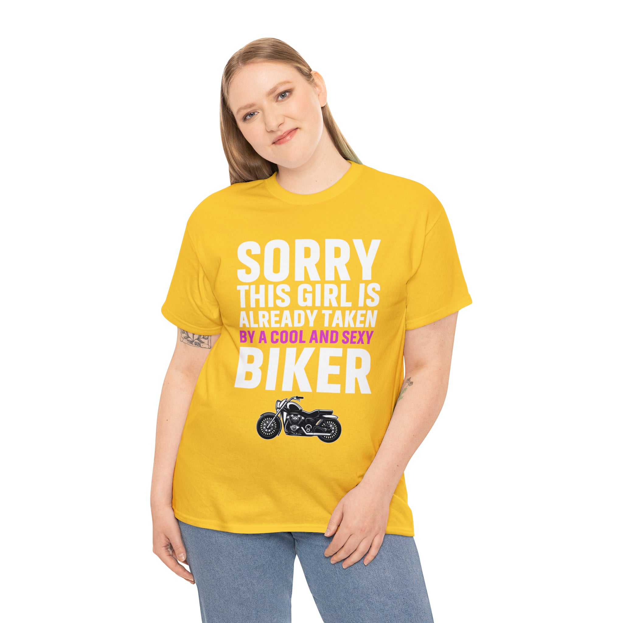 Women's Couples Funny Biker Bike Night Week Motorcycle T-shirt  Tee Shirt Sorry This Girl Is Already Taken By a Cool and Sexy Biker