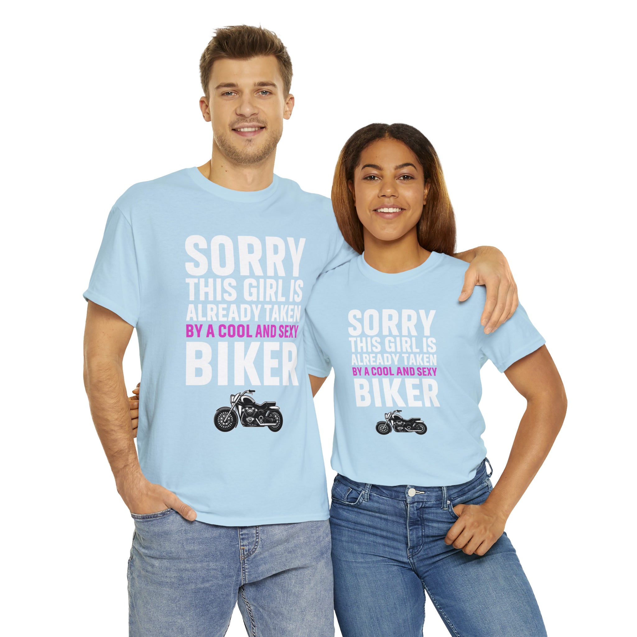 Women's Couples Funny Biker Bike Night Week Motorcycle T-shirt  Tee Shirt Sorry This Girl Is Already Taken By a Cool and Sexy Biker