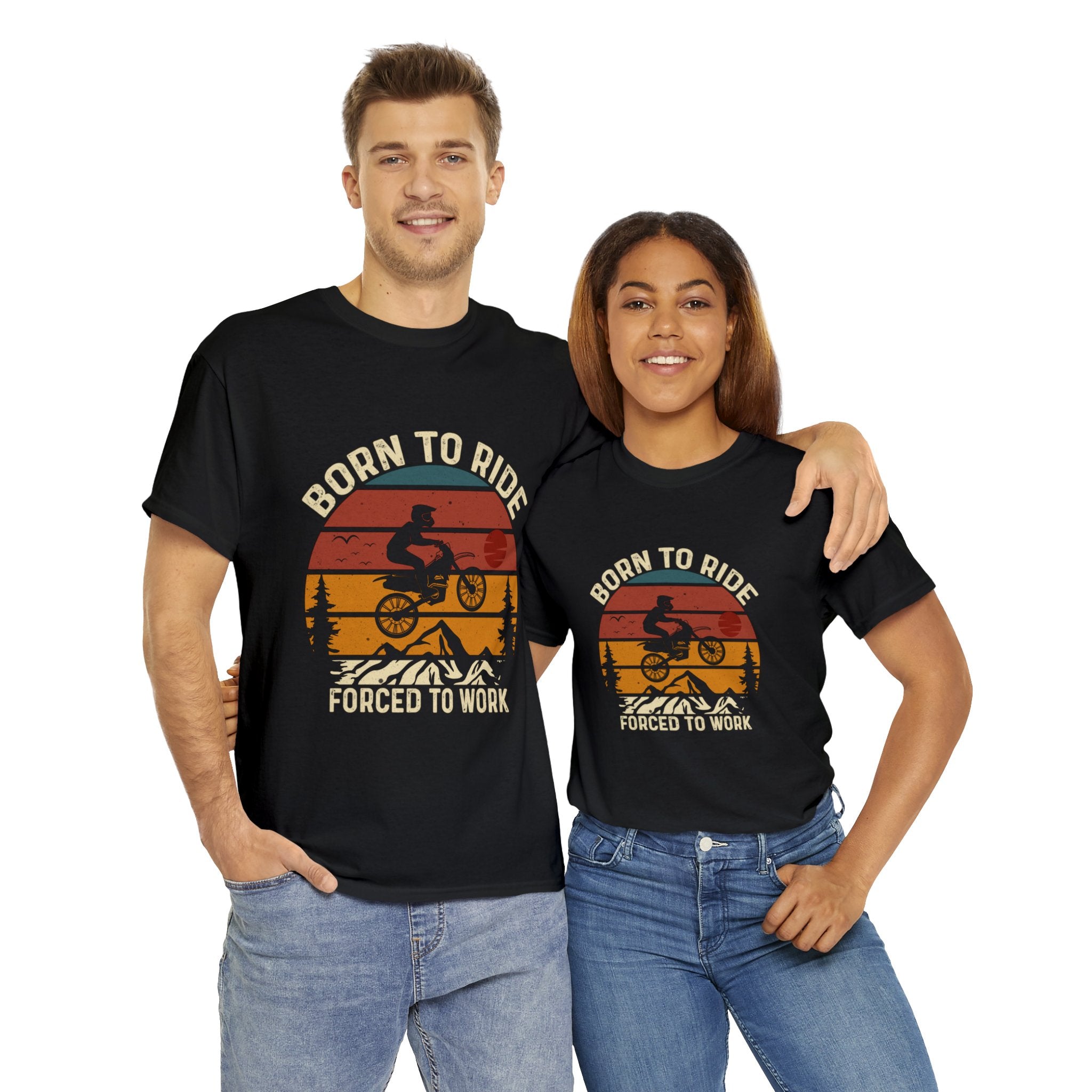 Funny Unisex Mens Womens Dirt Bike Motorcycle T-Shirt Bike Night Week Born To Ride Forced to Work