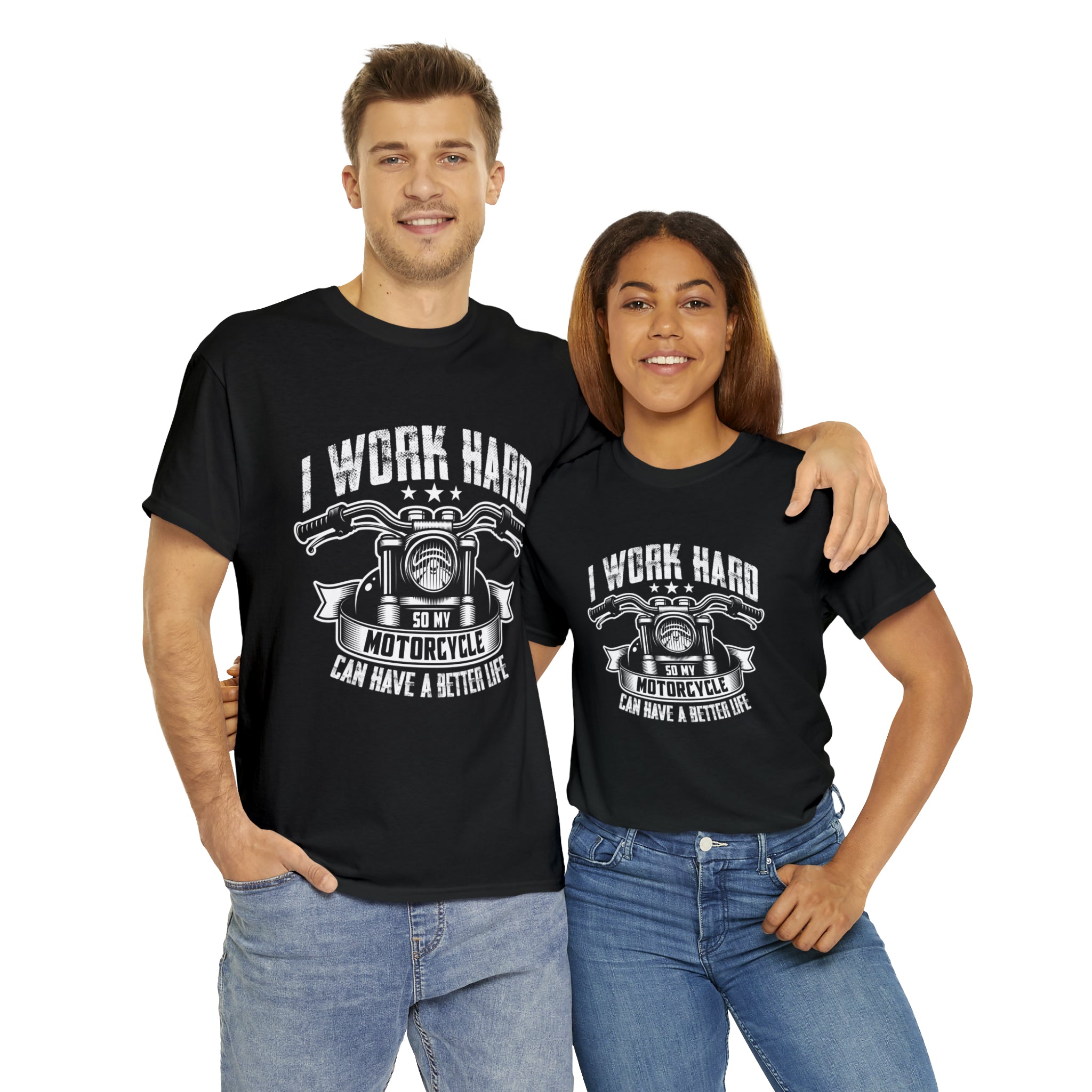 Men's Women's Unisex Funny Biker Motorcycle Bike Night Week Casual T-shirt I work so My Bike Can Have a Better Life