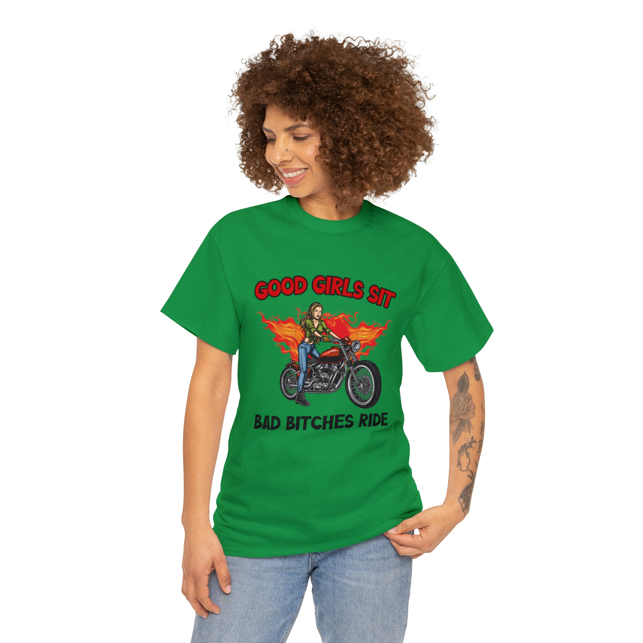 Women Motorcycle Street Wear T-Shirt Good Girls Sit Bad Bitches Ride Bike Week