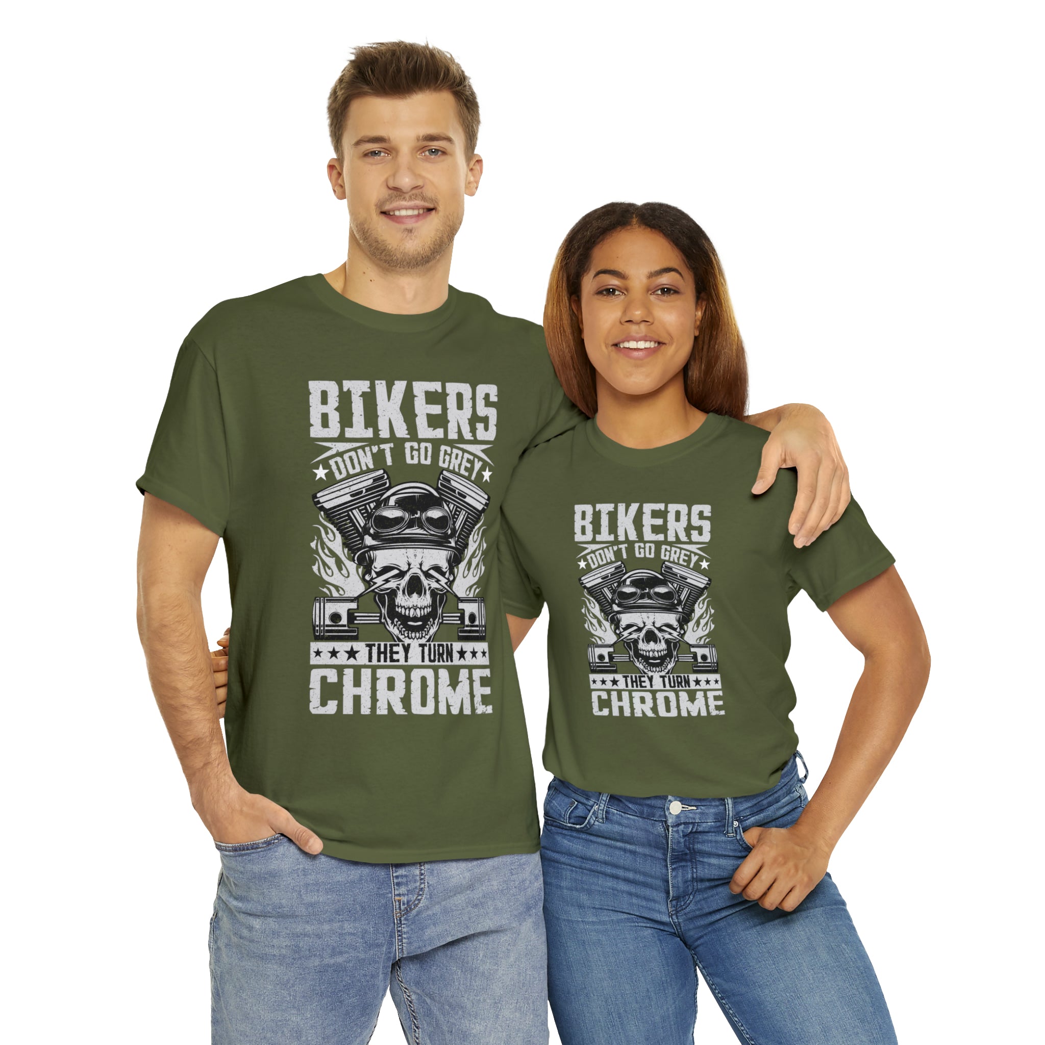 Funny Biker Motorcycle Bike Night Week Old Man Grandpa T-Shirt Bikers Don't Go Grey They Turn Chrome