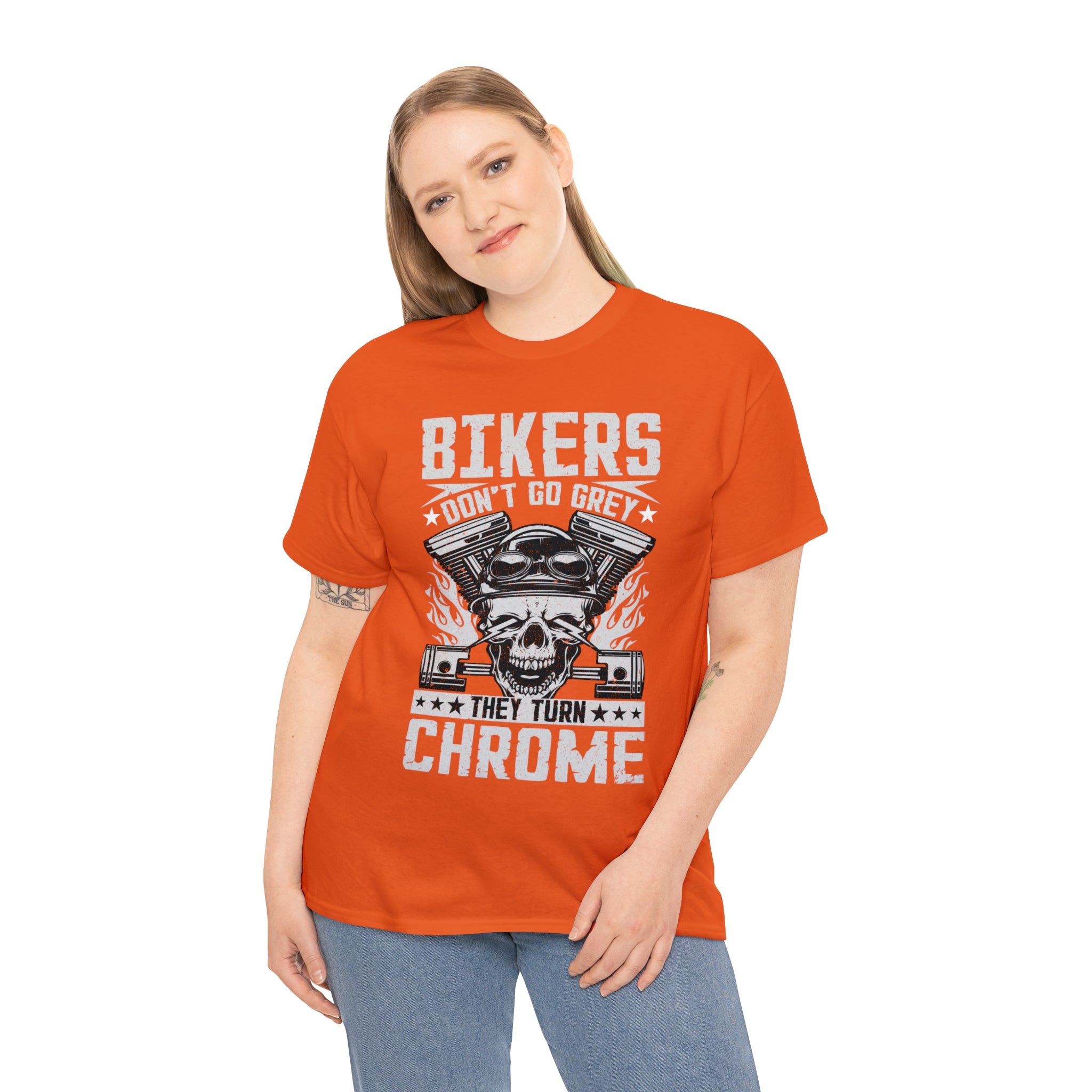 Funny Biker Motorcycle Bike Night Week Old Man Grandpa T-Shirt Bikers Don't Go Grey They Turn Chrome