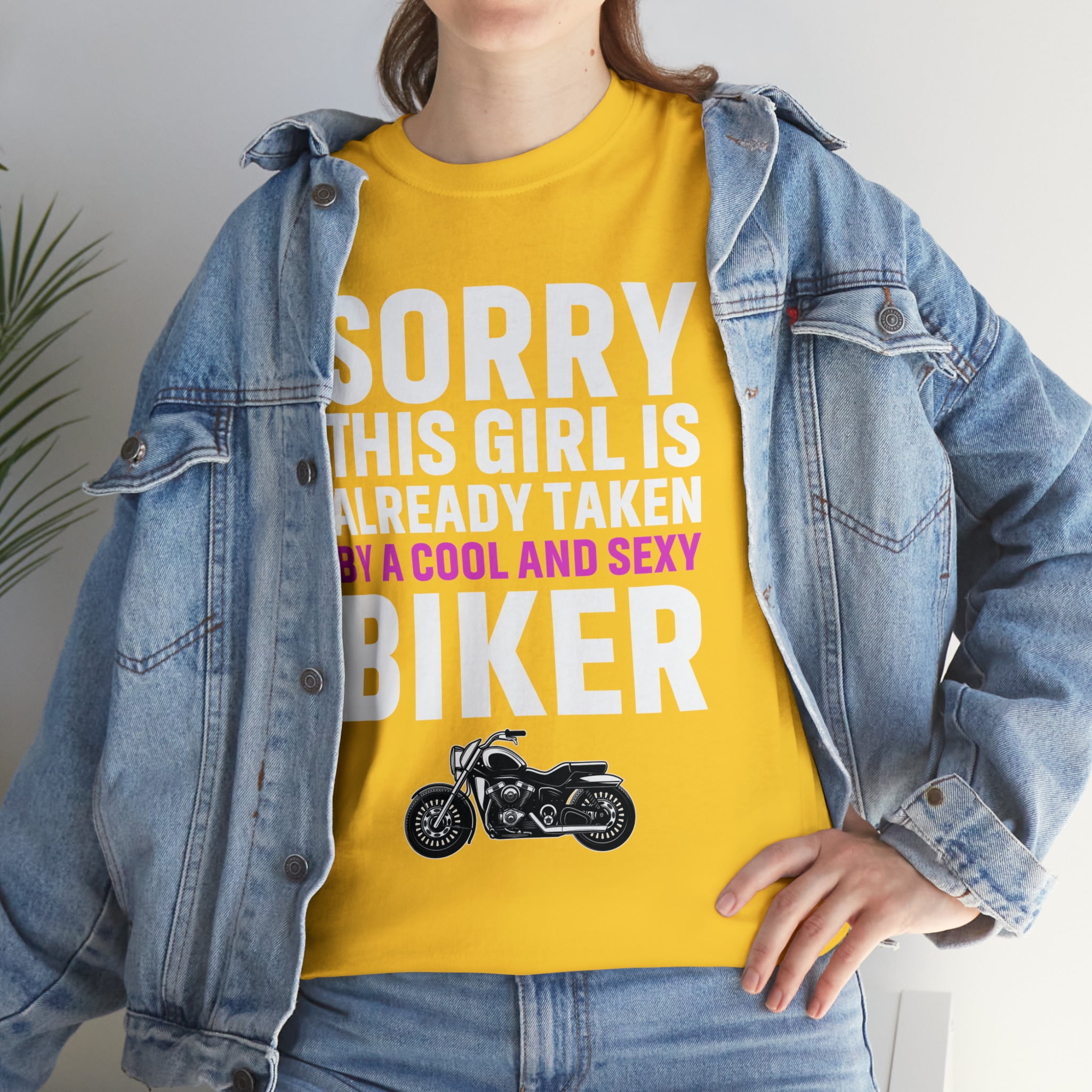 Women's Couples Funny Biker Bike Night Week Motorcycle T-shirt  Tee Shirt Sorry This Girl Is Already Taken By a Cool and Sexy Biker