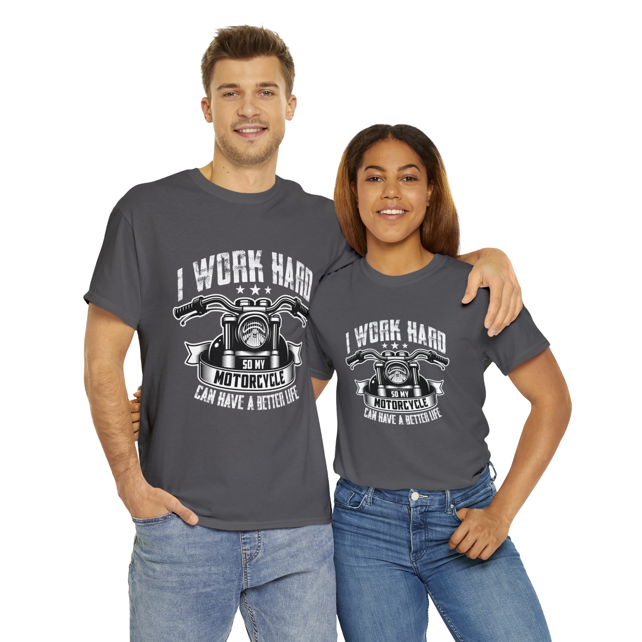 Men's Women's Unisex Funny Biker Motorcycle Bike Night Week Casual T-shirt I work so My Bike Can Have a Better Life