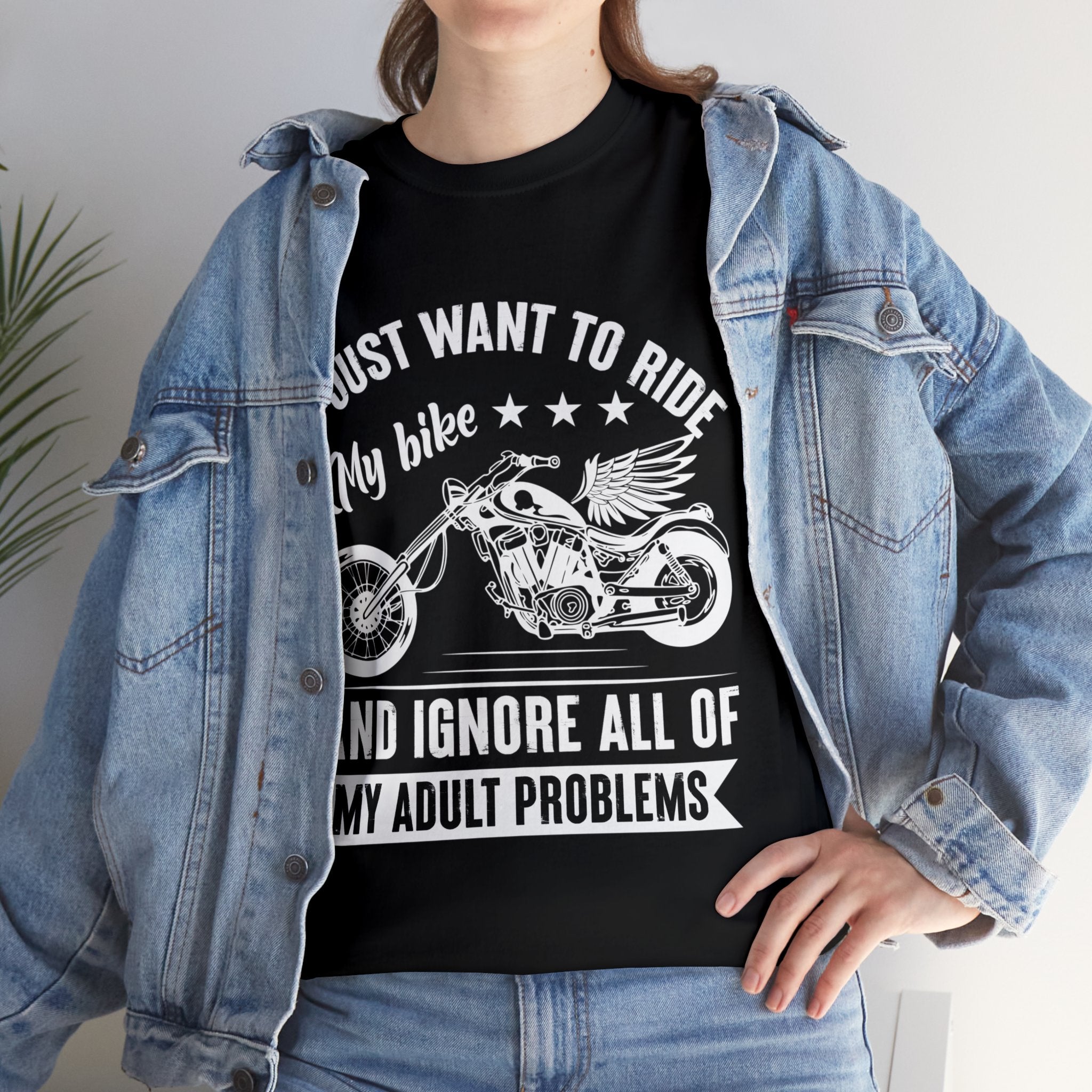 Mens Womens Funny Biker Motorcycle Bike Week Night T-Shirt I just want to ride my motorcycle and forget all my adult responsibilities