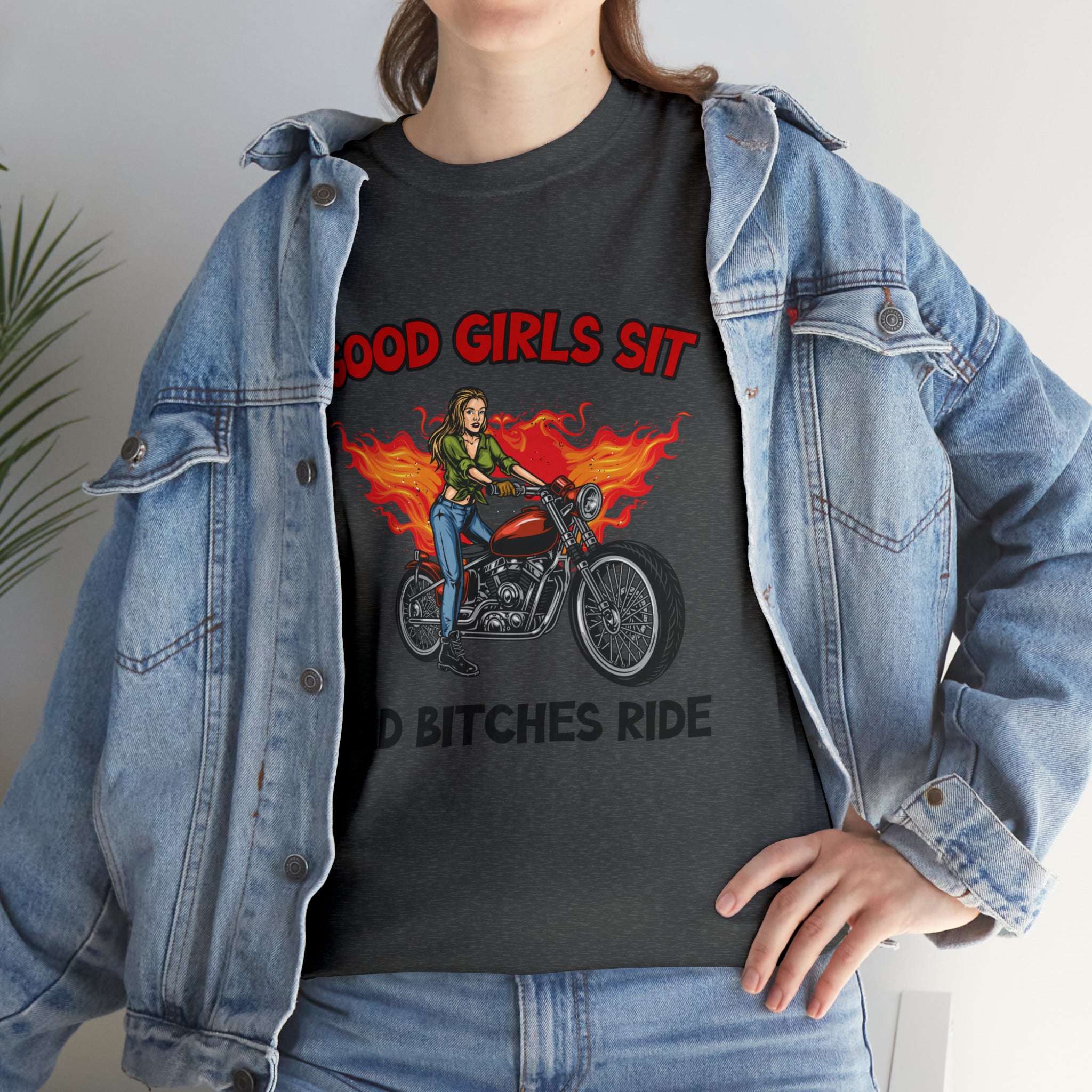 Women Motorcycle Street Wear T-Shirt Good Girls Sit Bad Bitches Ride Bike Week