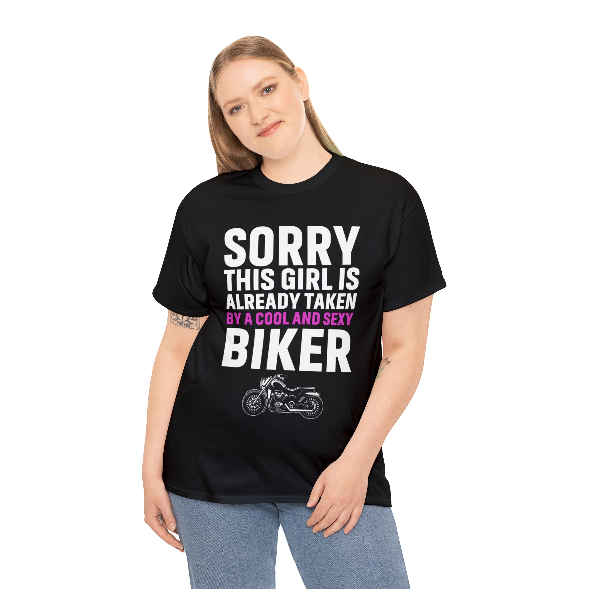 Women's Couples Funny Biker Bike Night Week Motorcycle T-shirt  Tee Shirt Sorry This Girl Is Already Taken By a Cool and Sexy Biker