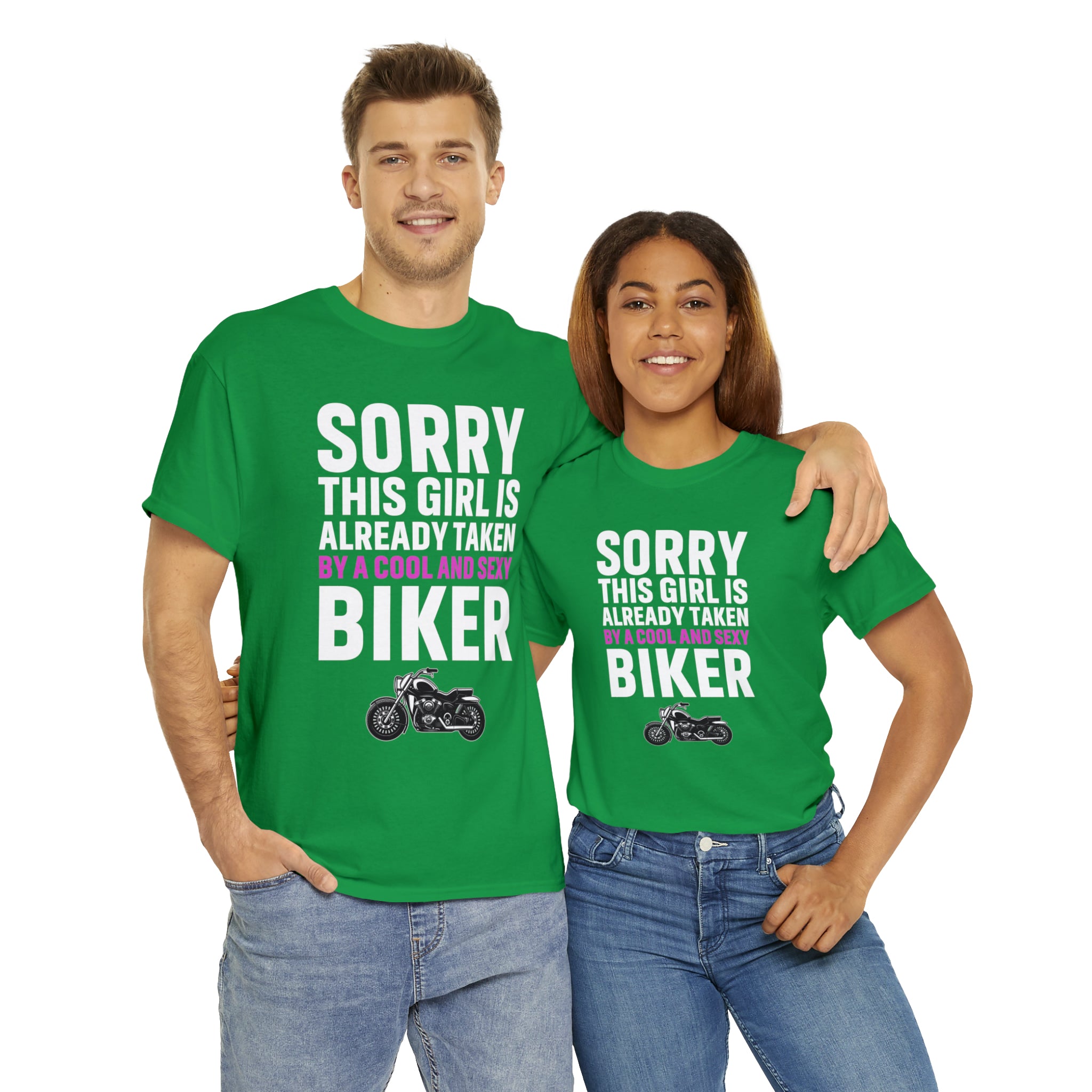 Women's Couples Funny Biker Bike Night Week Motorcycle T-shirt  Tee Shirt Sorry This Girl Is Already Taken By a Cool and Sexy Biker