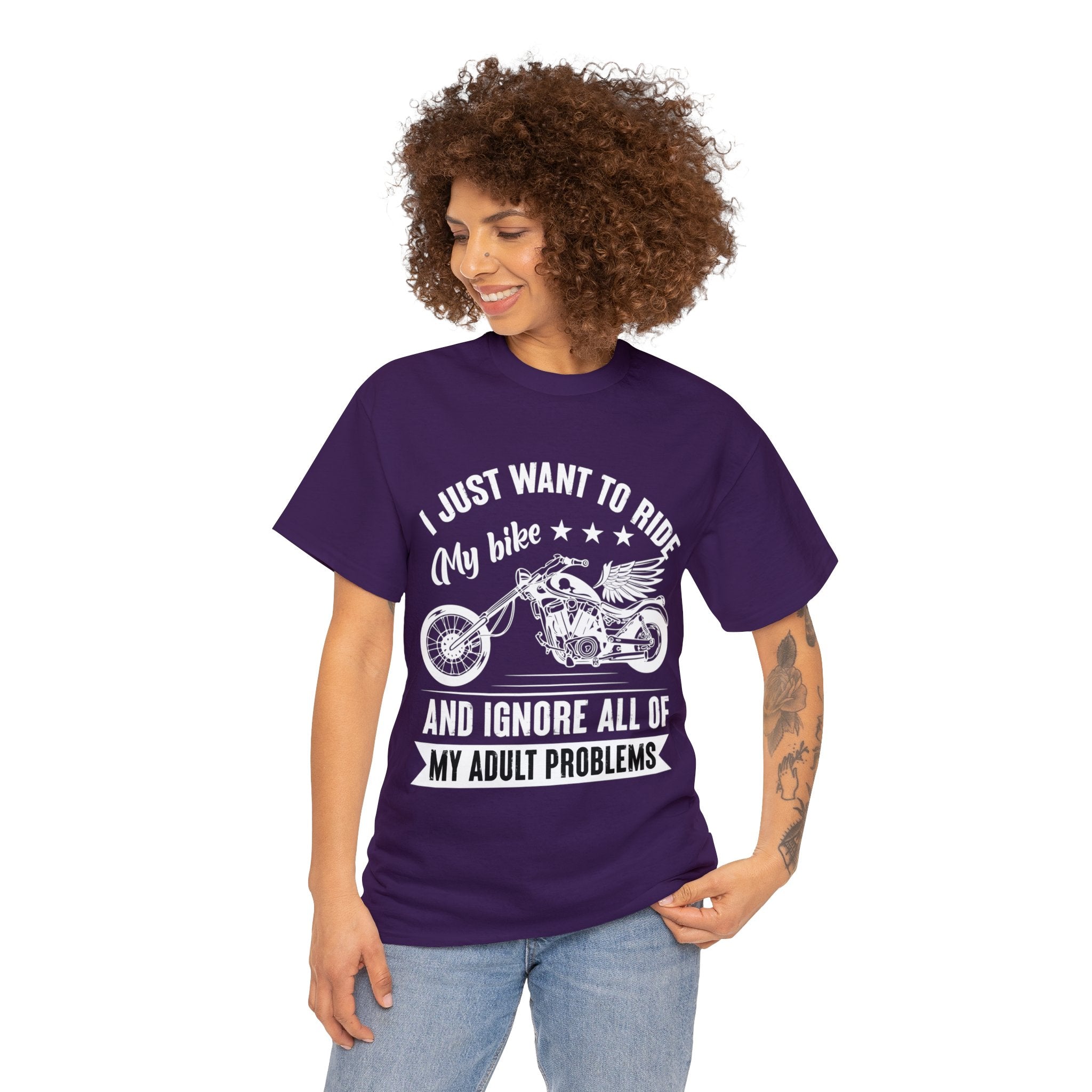 Mens Womens Funny Biker Motorcycle Bike Week Night T-Shirt I just want to ride my motorcycle and forget all my adult responsibilities