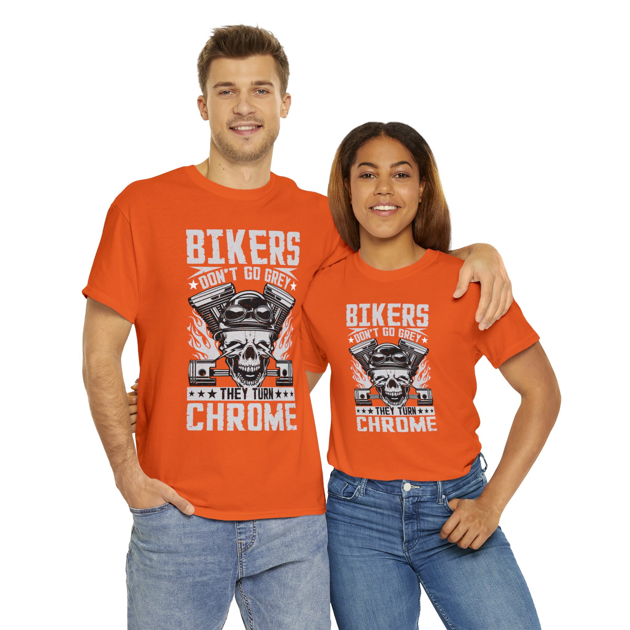 Funny Biker Motorcycle Bike Night Week Old Man Grandpa T-Shirt Bikers Don't Go Grey They Turn Chrome