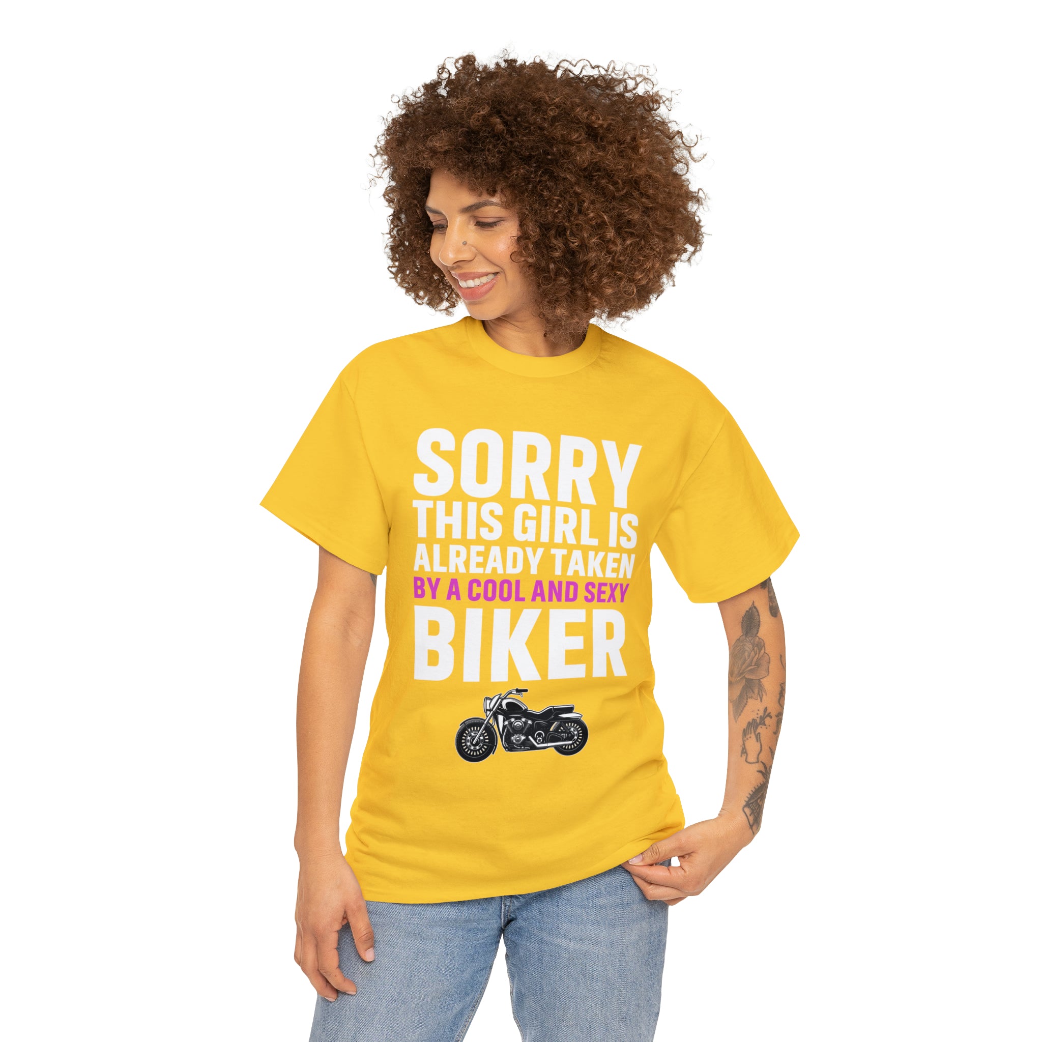 Women's Couples Funny Biker Bike Night Week Motorcycle T-shirt  Tee Shirt Sorry This Girl Is Already Taken By a Cool and Sexy Biker