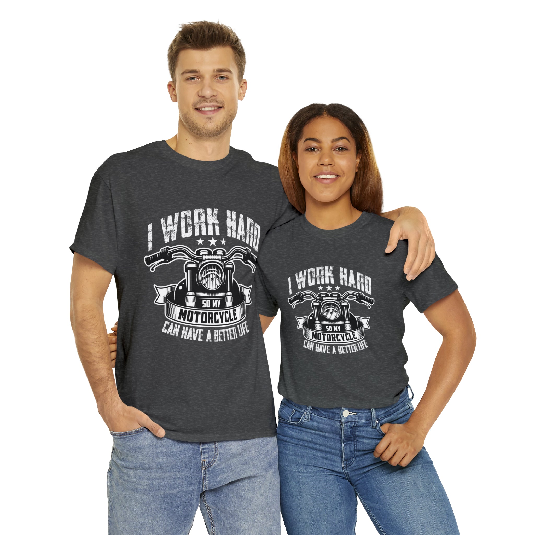 Men's Women's Unisex Funny Biker Motorcycle Bike Night Week Casual T-shirt I work so My Bike Can Have a Better Life