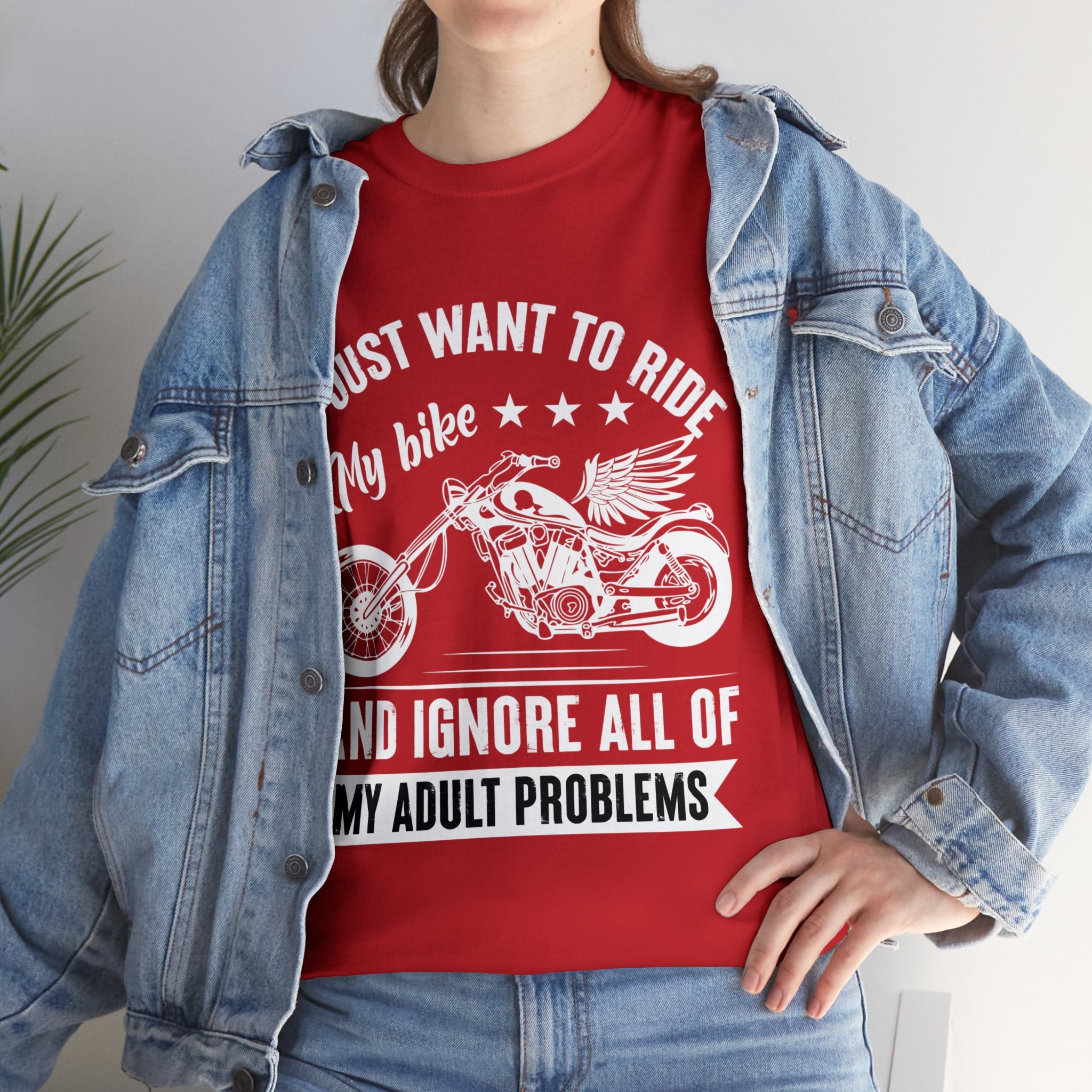 Mens Womens Funny Biker Motorcycle Bike Week Night T-Shirt I just want to ride my motorcycle and forget all my adult responsibilities