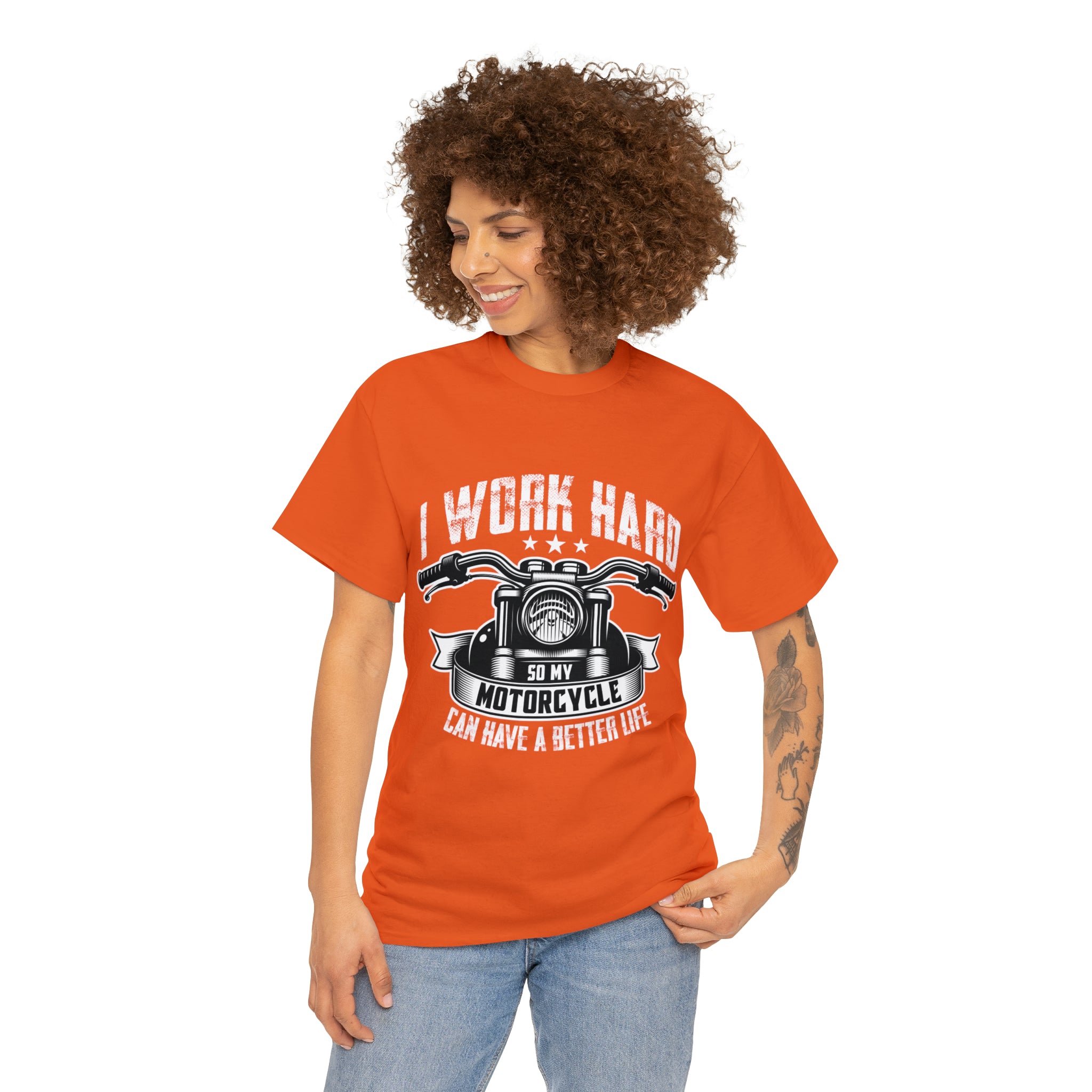 Men's Women's Unisex Funny Biker Motorcycle Bike Night Week Casual T-shirt I work so My Bike Can Have a Better Life