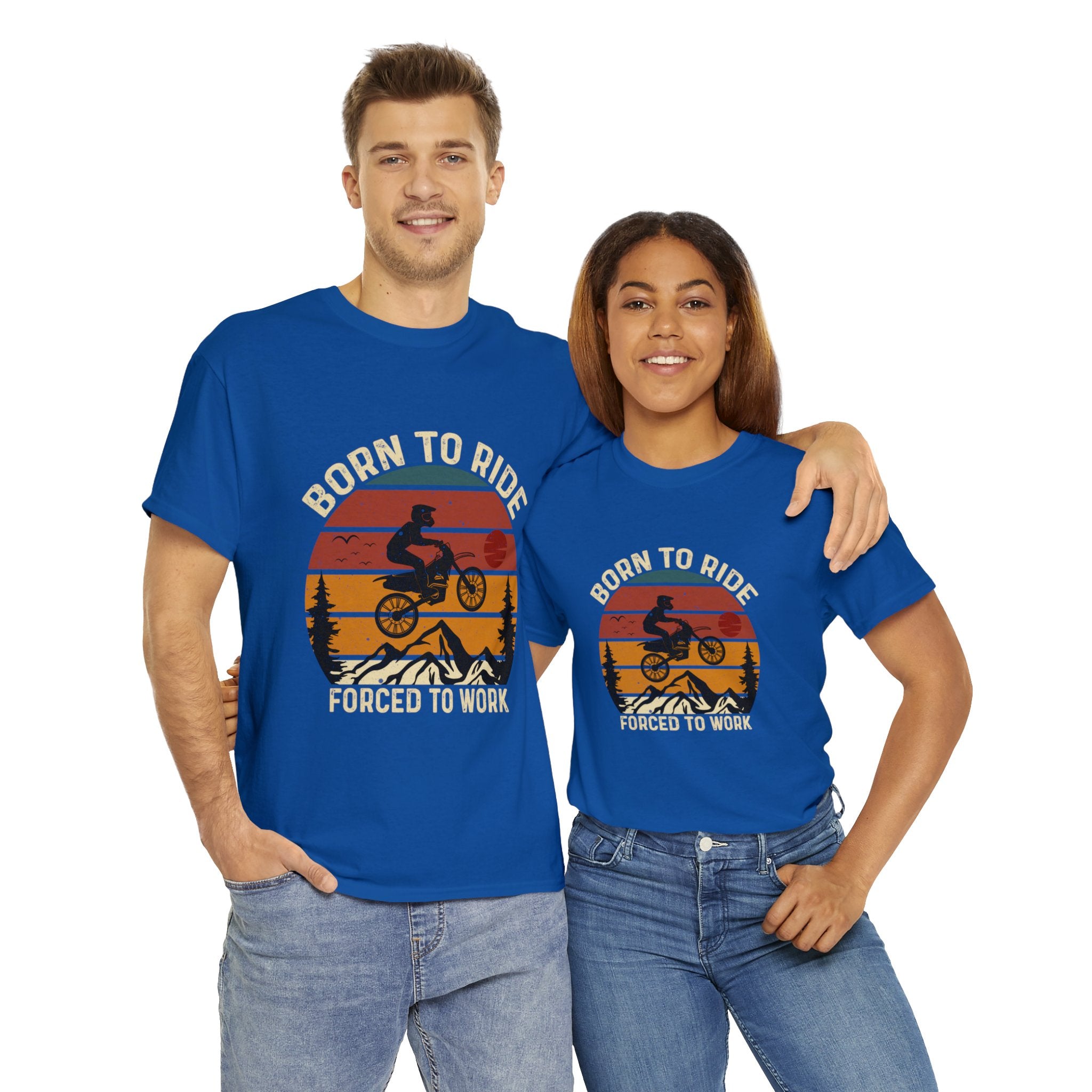 Funny Unisex Mens Womens Dirt Bike Motorcycle T-Shirt Bike Night Week Born To Ride Forced to Work