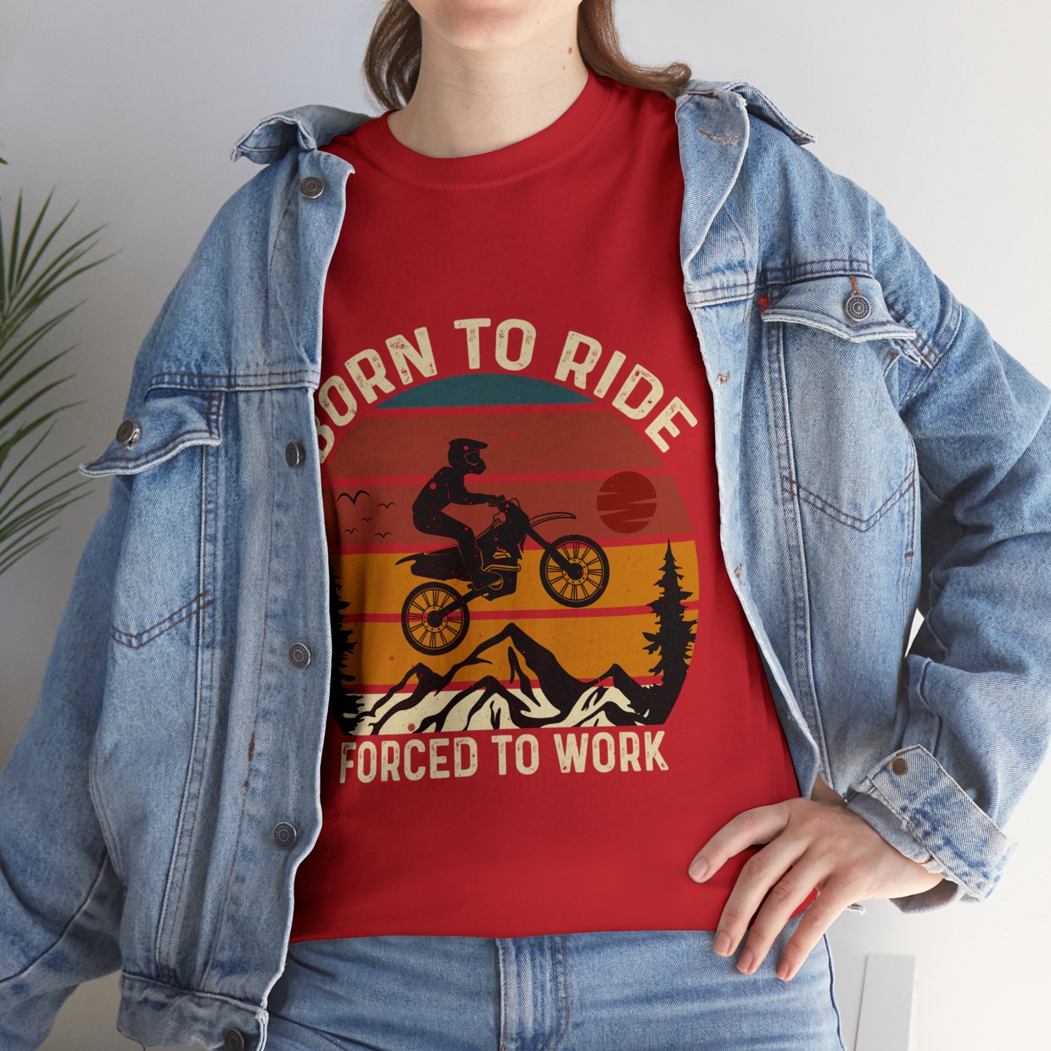 Funny Unisex Mens Womens Dirt Bike Motorcycle T-Shirt Bike Night Week Born To Ride Forced to Work