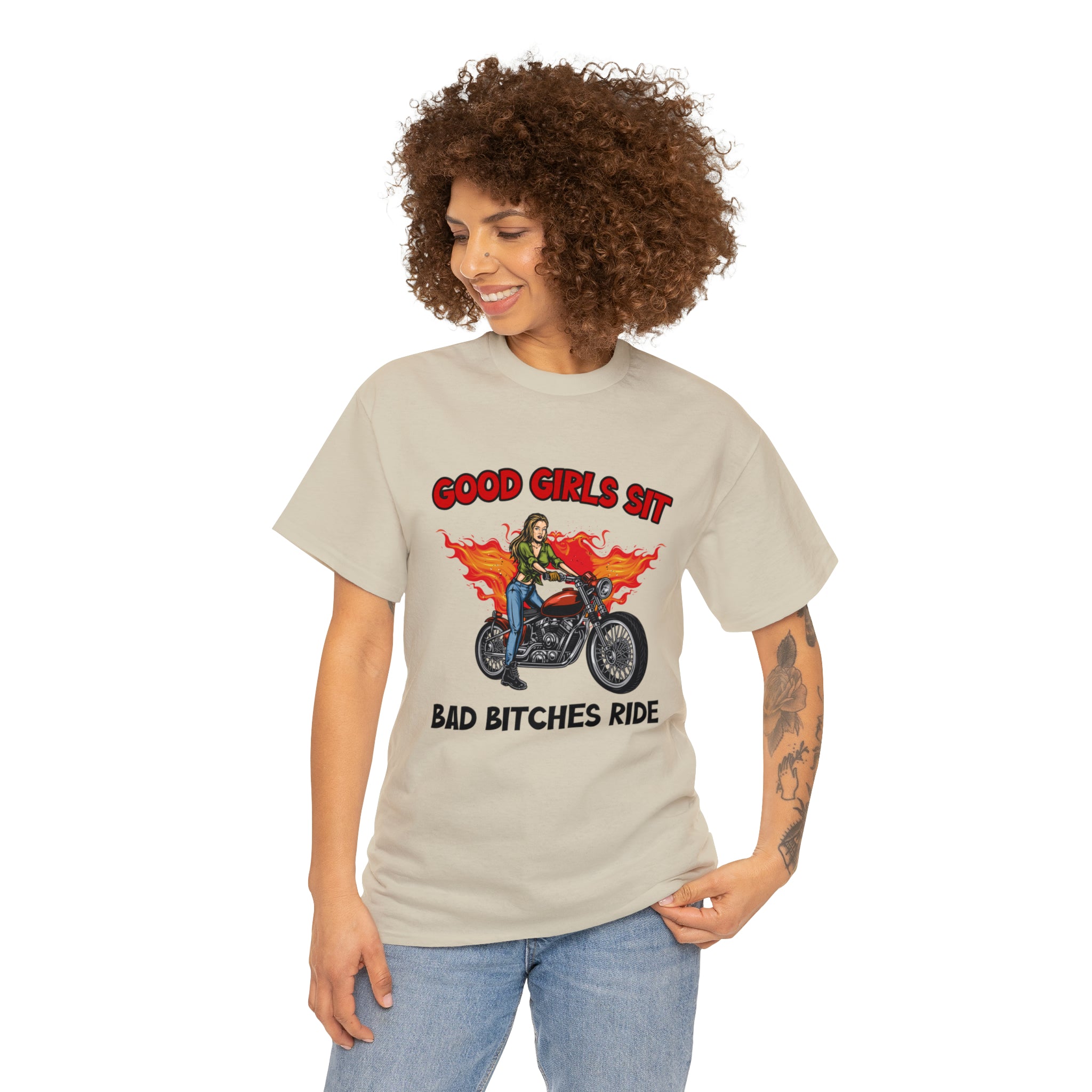 Women Motorcycle Street Wear T-Shirt Good Girls Sit Bad Bitches Ride Bike Week