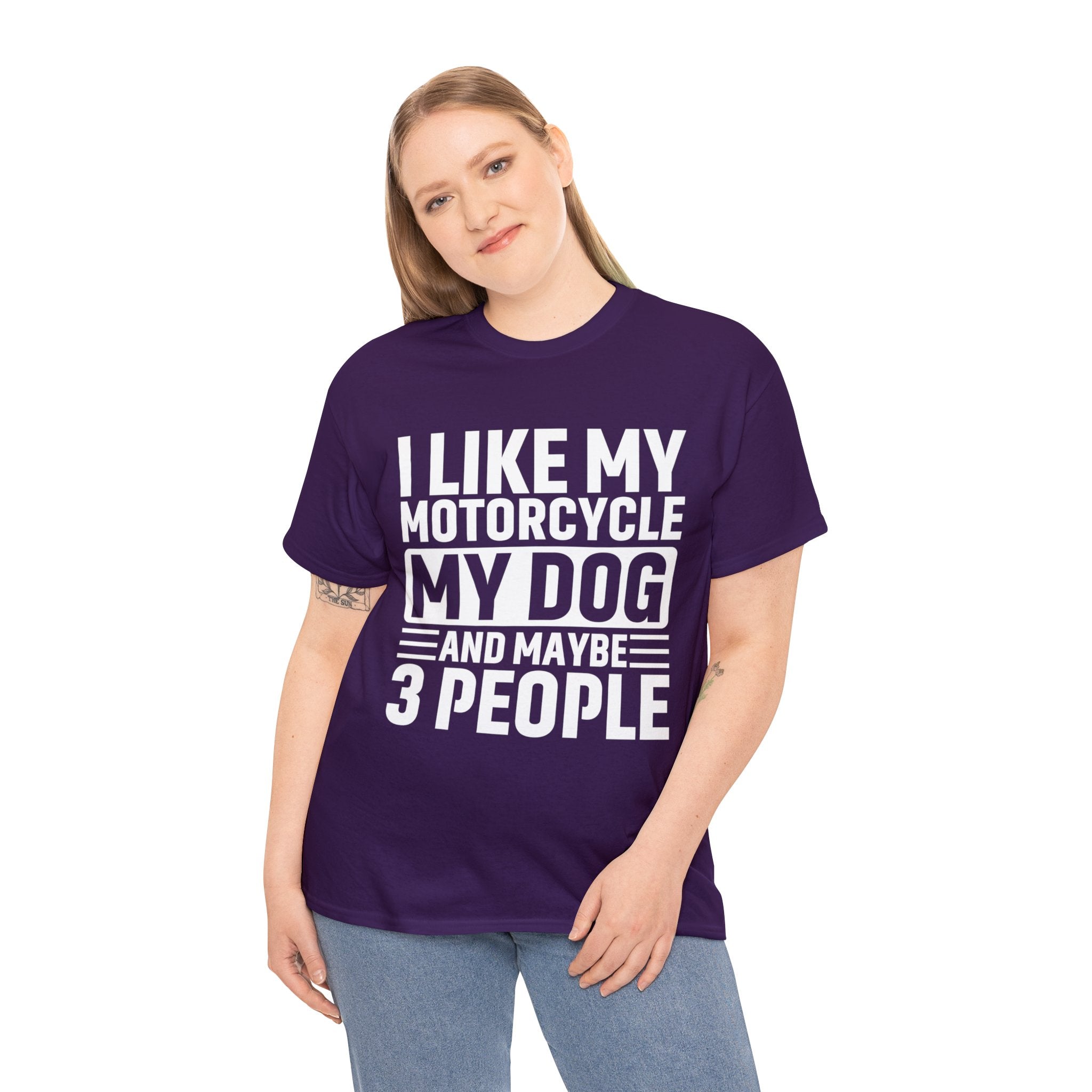 Funny Mens Womens Motorcycle Biker Bike Week Night T-Shirt I like my Motorcycle My Dog And Maybe 3 people