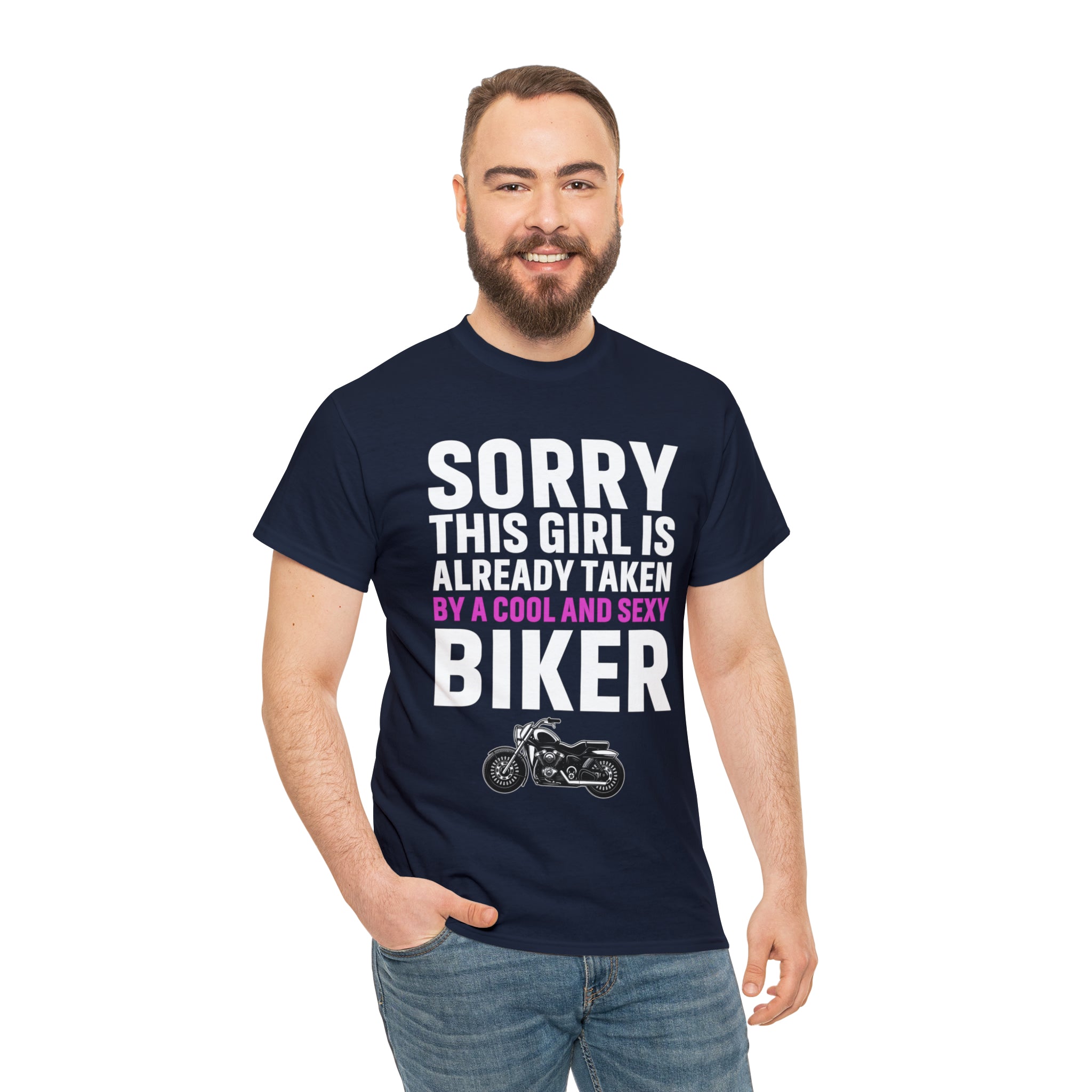 Women's Couples Funny Biker Bike Night Week Motorcycle T-shirt  Tee Shirt Sorry This Girl Is Already Taken By a Cool and Sexy Biker