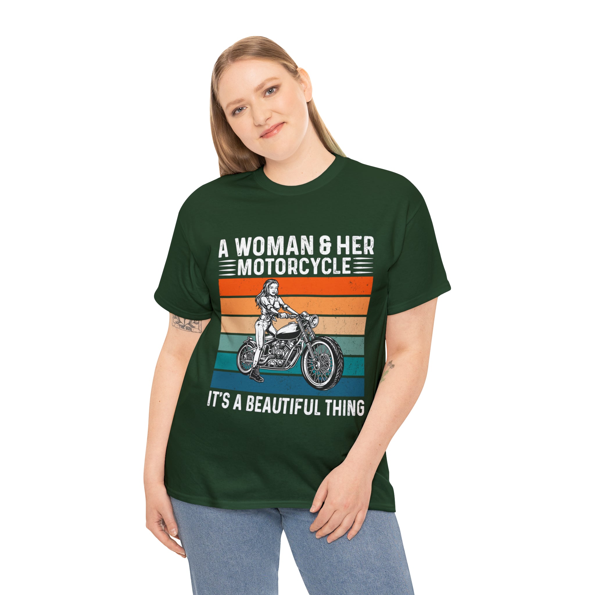 Funny Biker Chick Bike Night Week Motorcycle Casual Streetwear T-shirt a Woman and her Bike its a Beautiful Thing