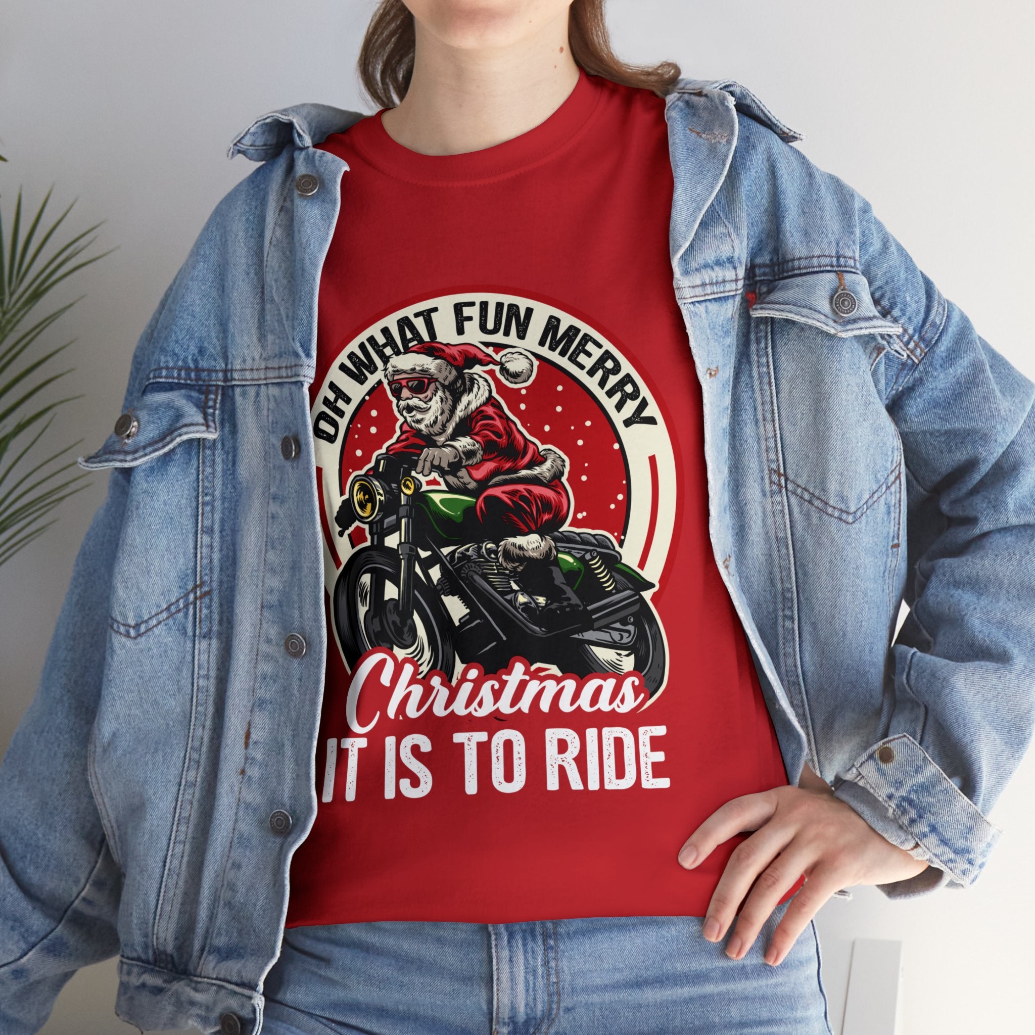 Funny Christmas Mens Womens Biker Motorcycle Bike Night Week T-Shirt Oh What Fun Merry Christmas it is to Ride