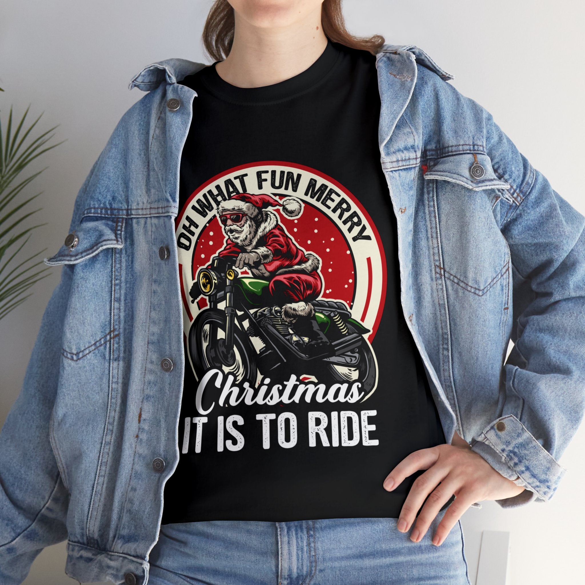 Funny Christmas Mens Womens Biker Motorcycle Bike Night Week T-Shirt Oh What Fun Merry Christmas it is to Ride