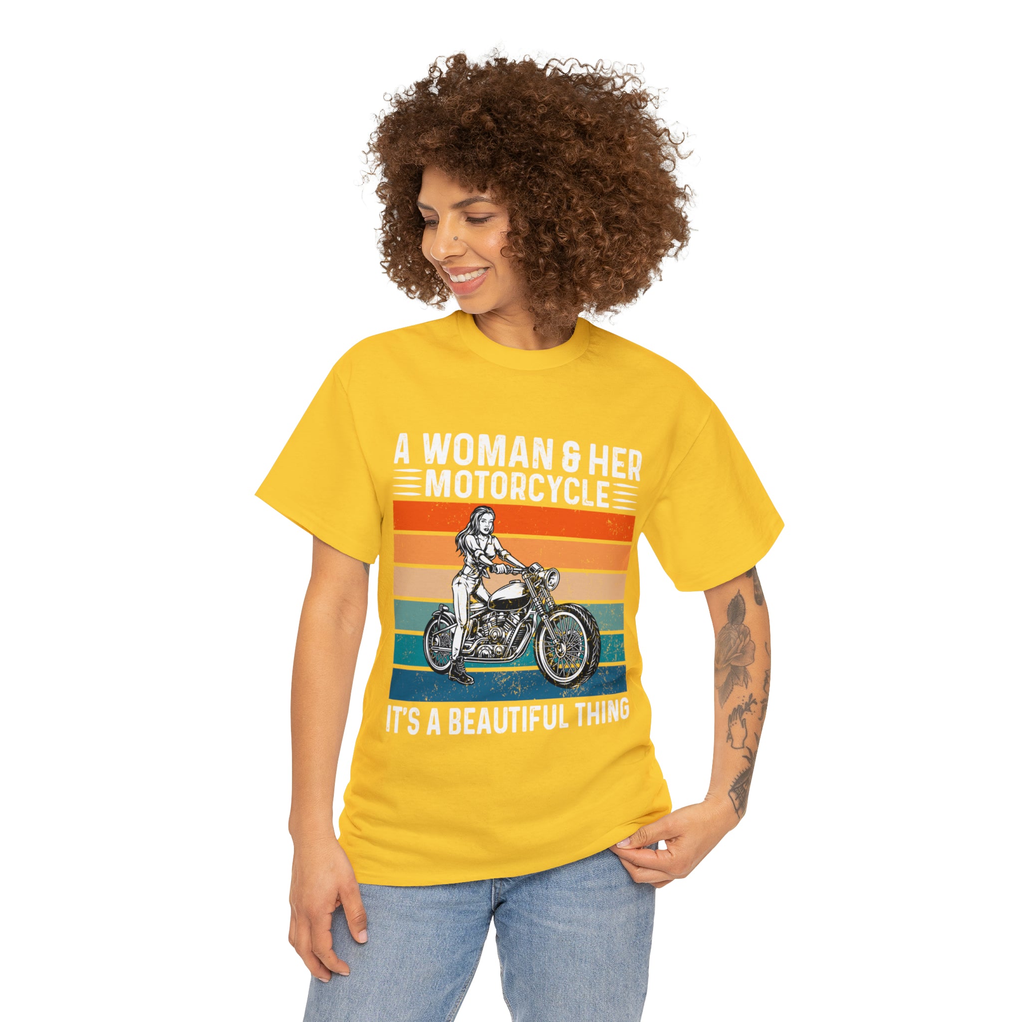 Funny Biker Chick Bike Night Week Motorcycle Casual Streetwear T-shirt a Woman and her Bike its a Beautiful Thing