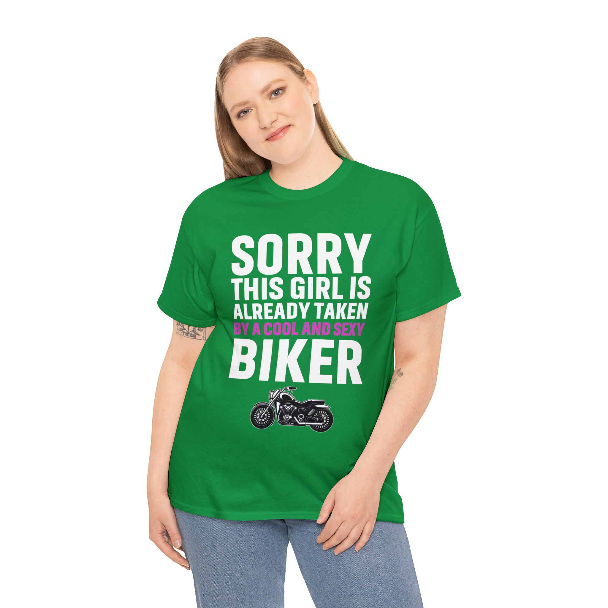 Women's Couples Funny Biker Bike Night Week Motorcycle T-shirt  Tee Shirt Sorry This Girl Is Already Taken By a Cool and Sexy Biker