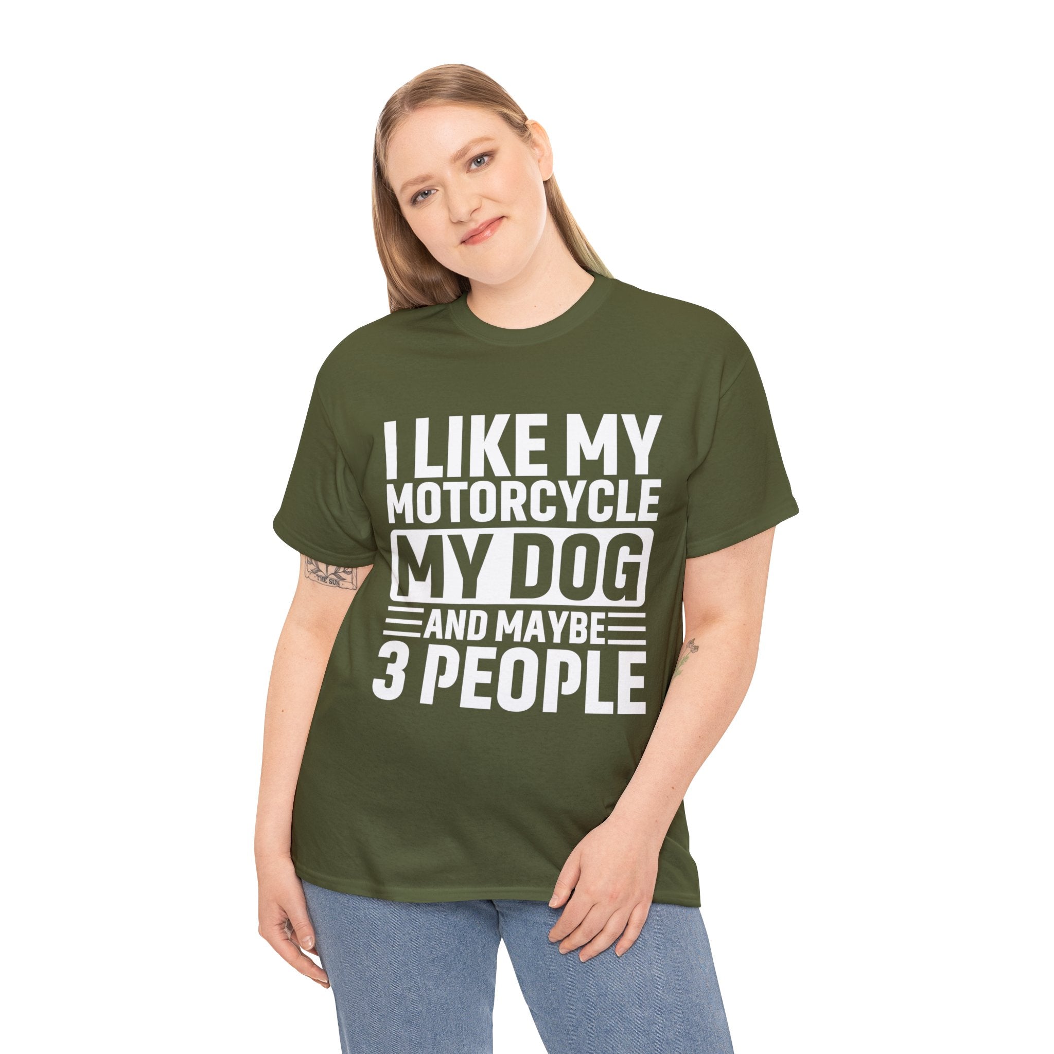 Funny Mens Womens Motorcycle Biker Bike Week Night T-Shirt I like my Motorcycle My Dog And Maybe 3 people