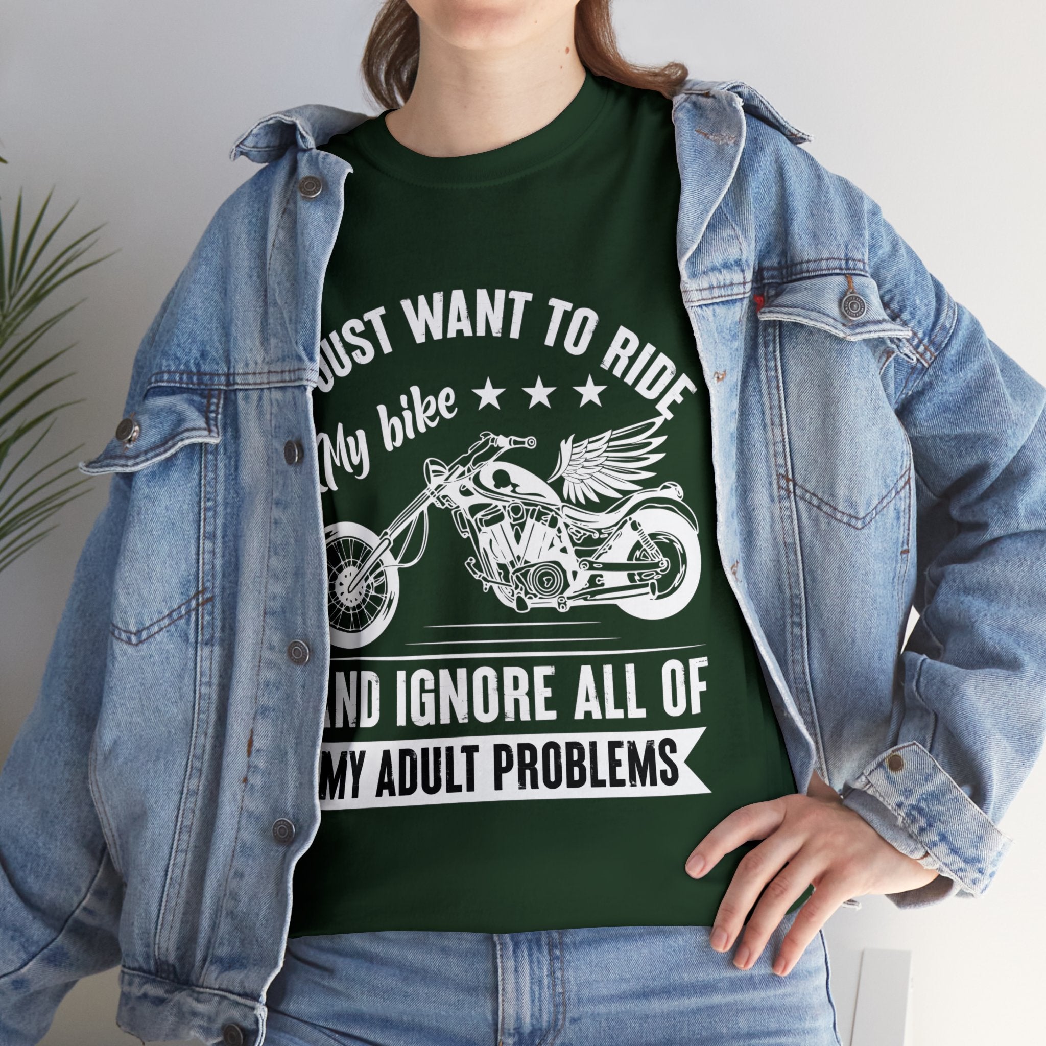 Mens Womens Funny Biker Motorcycle Bike Week Night T-Shirt I just want to ride my motorcycle and forget all my adult responsibilities