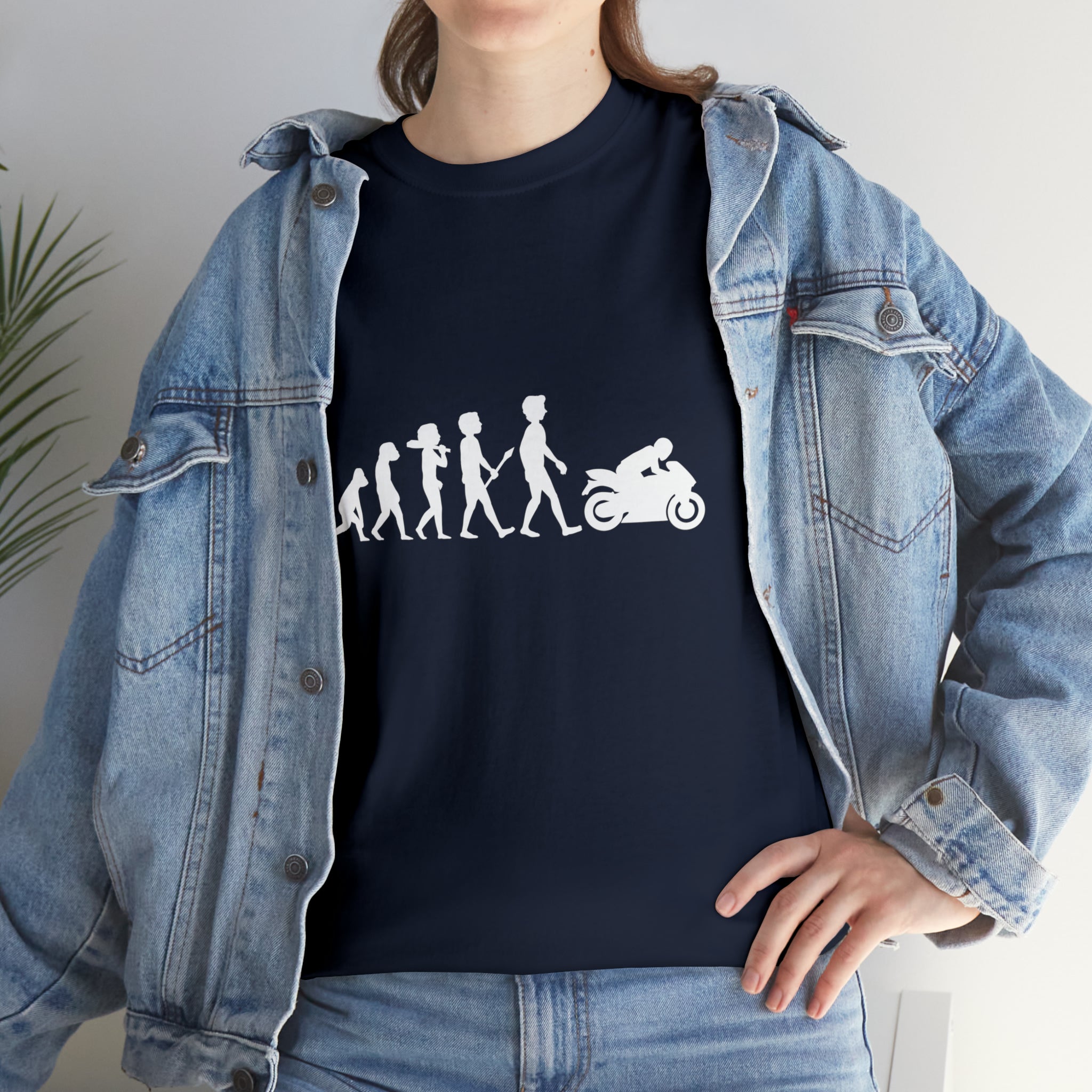 Unisex Funny Motorcycle Evolution Biker Bike Night Week Cotton T-Shirt