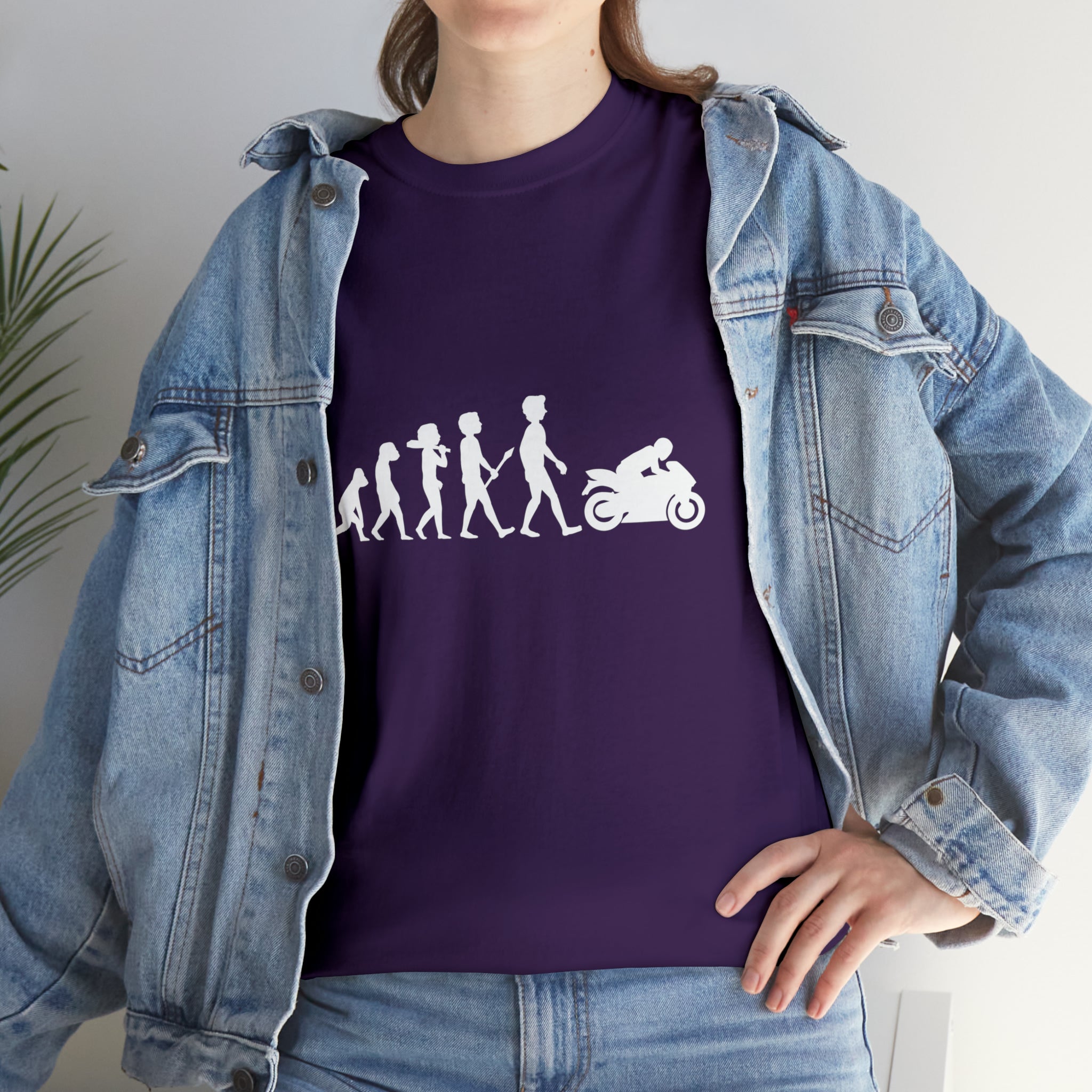 Unisex Funny Motorcycle Evolution Biker Bike Night Week Cotton T-Shirt