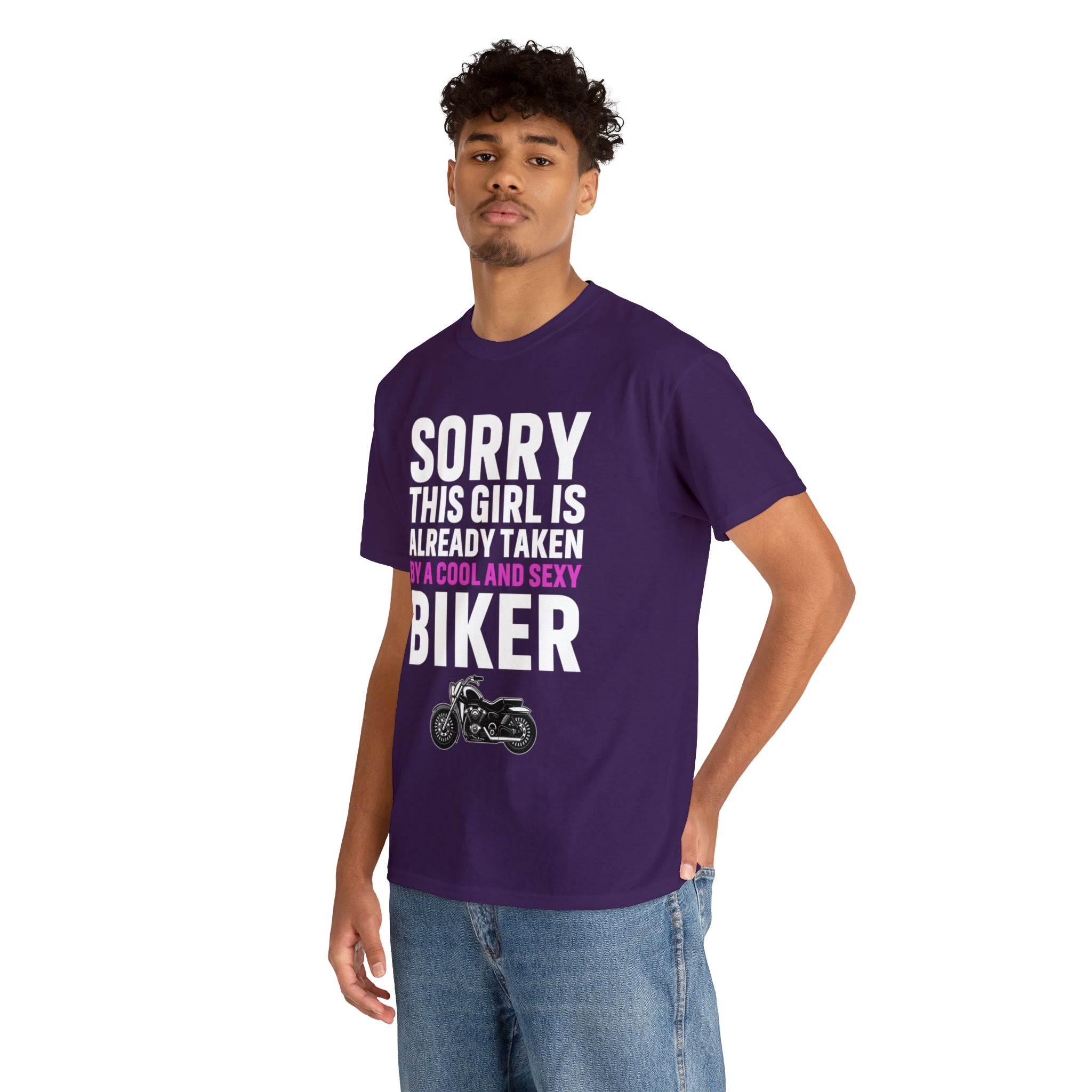 Women's Couples Funny Biker Bike Night Week Motorcycle T-shirt  Tee Shirt Sorry This Girl Is Already Taken By a Cool and Sexy Biker