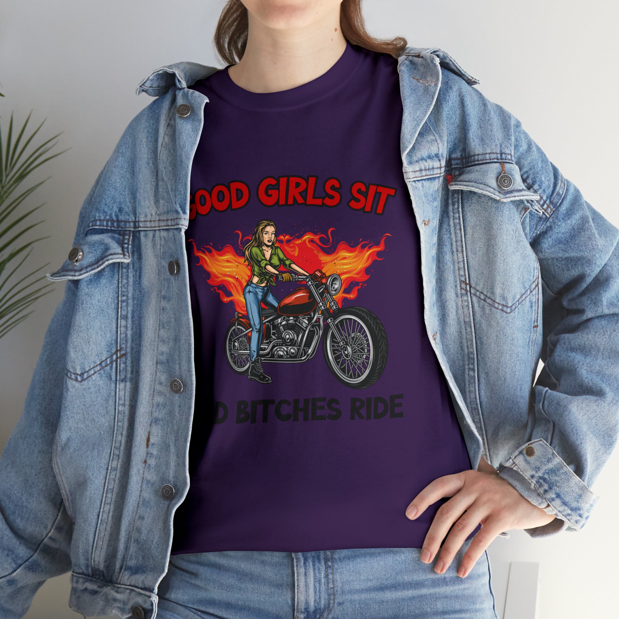 Women Motorcycle Street Wear T-Shirt Good Girls Sit Bad Bitches Ride Bike Week