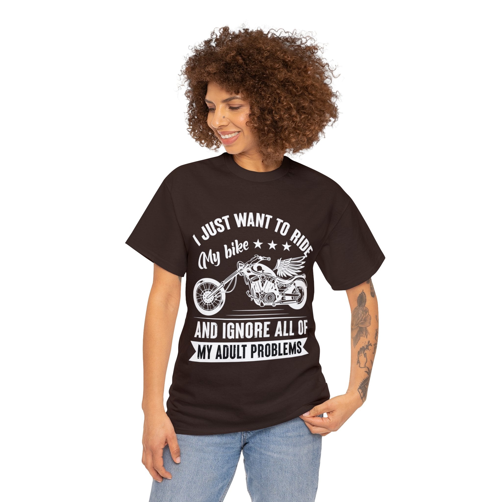 Mens Womens Funny Biker Motorcycle Bike Week Night T-Shirt I just want to ride my motorcycle and forget all my adult responsibilities