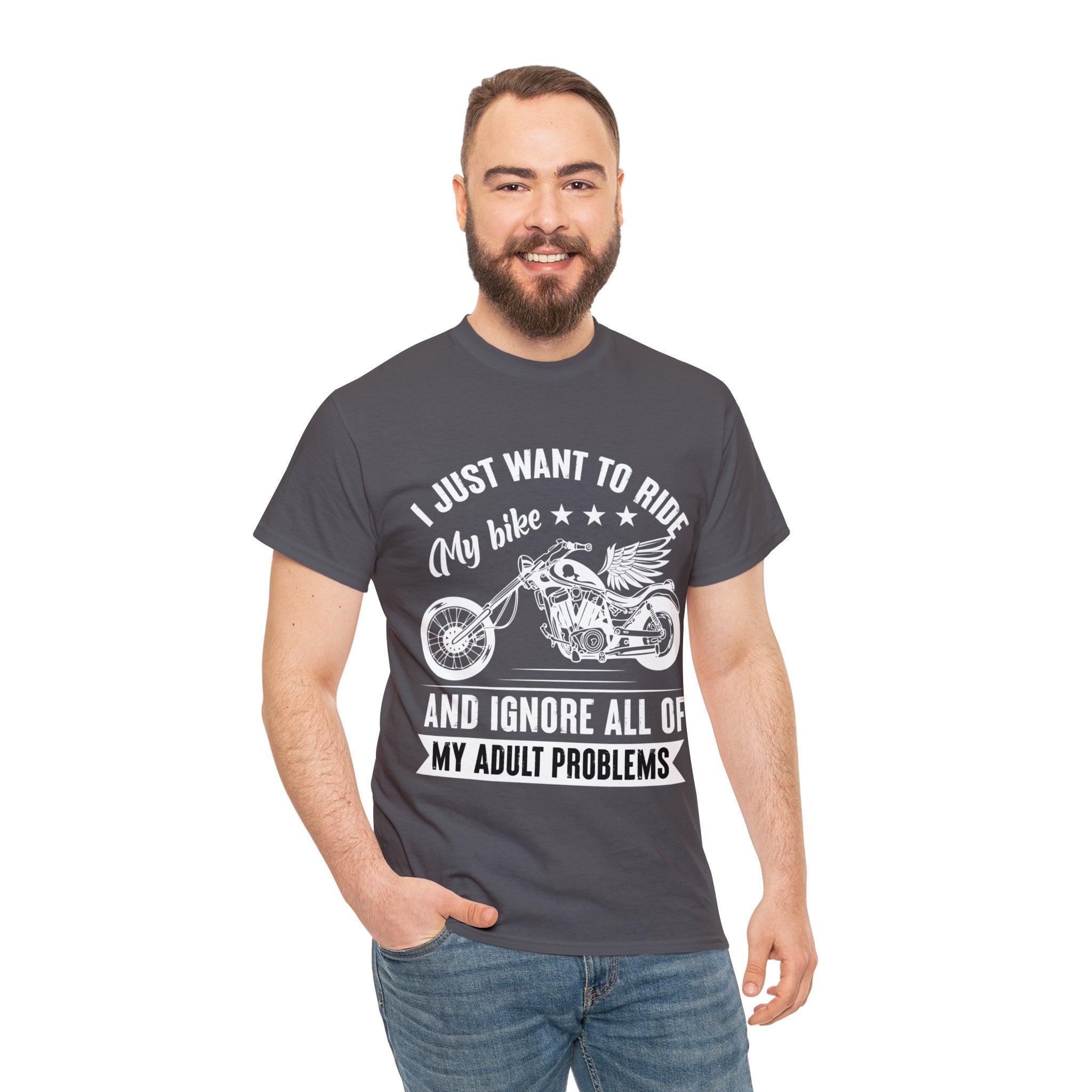 Mens Womens Funny Biker Motorcycle Bike Week Night T-Shirt I just want to ride my motorcycle and forget all my adult responsibilities