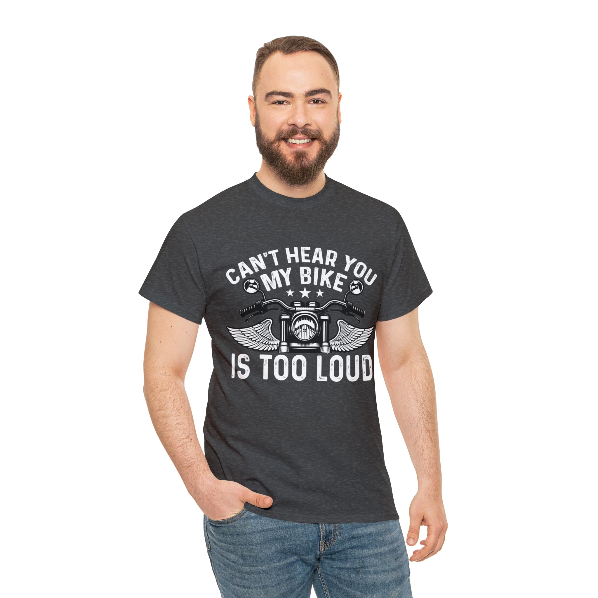 Funny Motorcycle Biker Bike Night Week Cotton T-Shirt. I Cant Hear You. My Bike is too Loud.