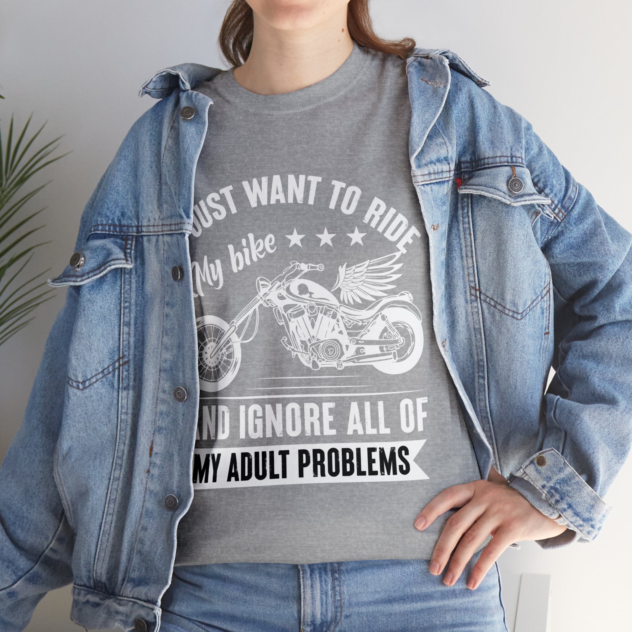 Mens Womens Funny Biker Motorcycle Bike Week Night T-Shirt I just want to ride my motorcycle and forget all my adult responsibilities