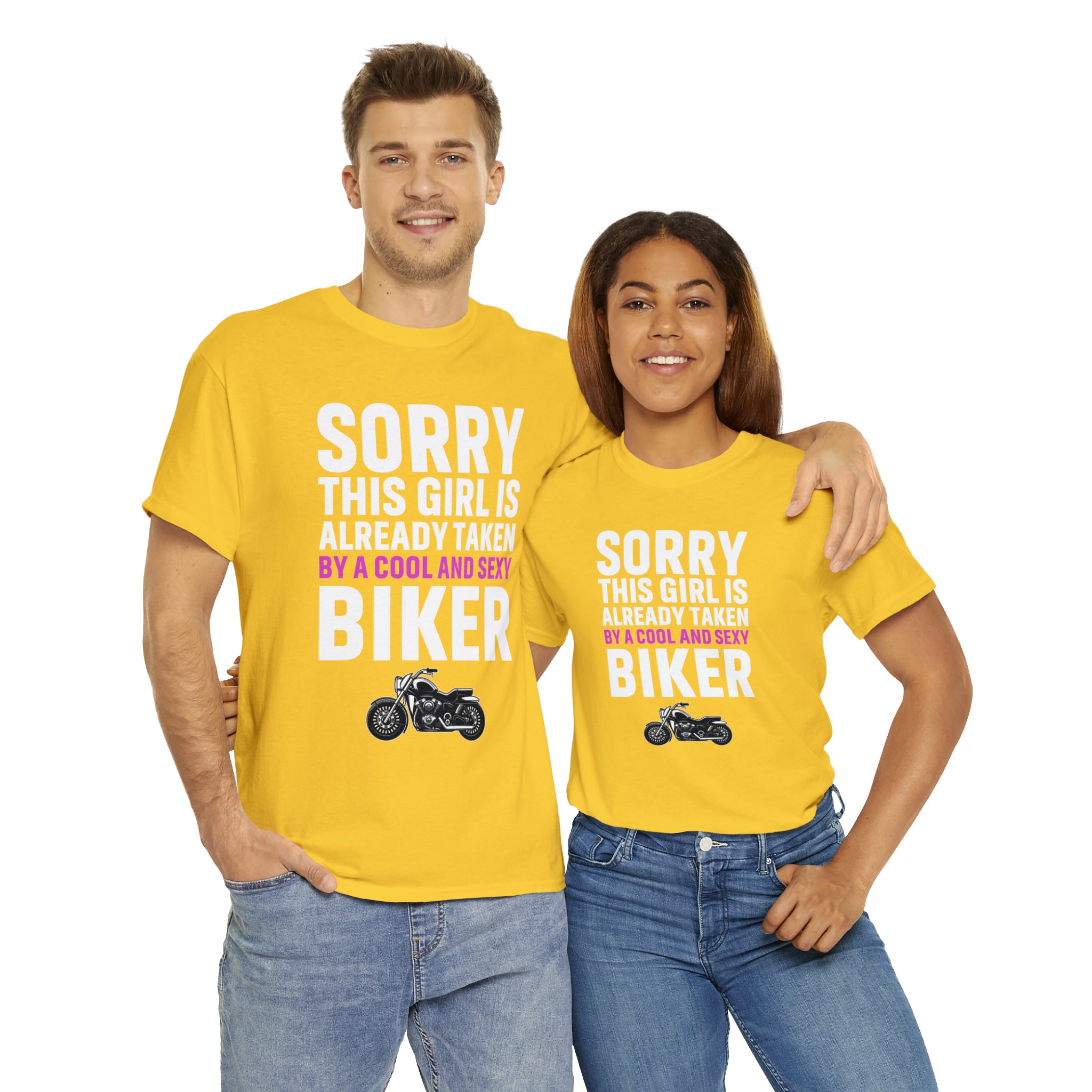 Women's Couples Funny Biker Bike Night Week Motorcycle T-shirt  Tee Shirt Sorry This Girl Is Already Taken By a Cool and Sexy Biker