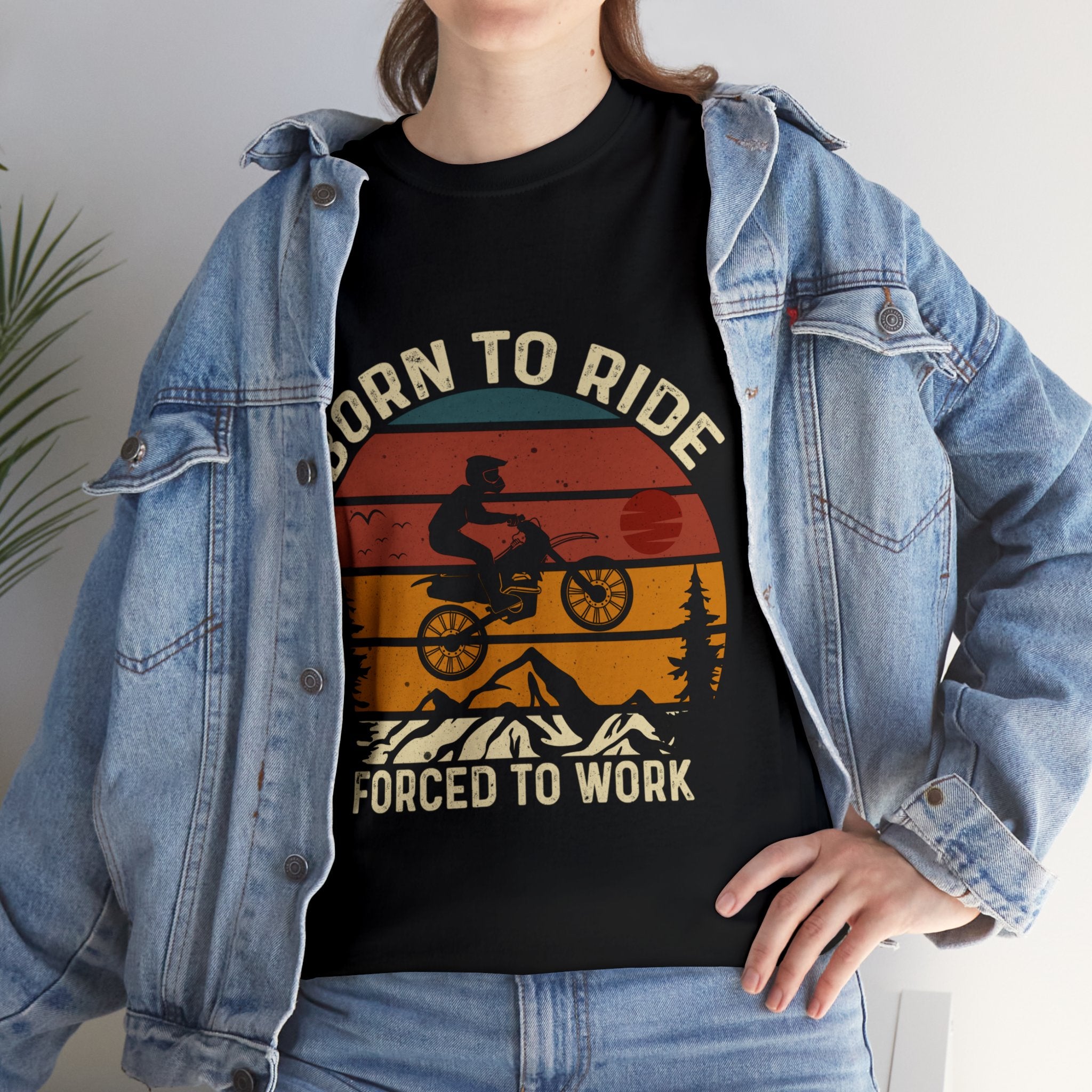 Funny Unisex Mens Womens Dirt Bike Motorcycle T-Shirt Bike Night Week Born To Ride Forced to Work