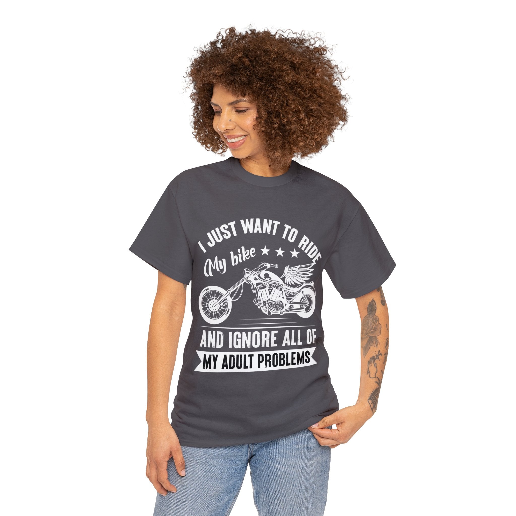 Mens Womens Funny Biker Motorcycle Bike Week Night T-Shirt I just want to ride my motorcycle and forget all my adult responsibilities